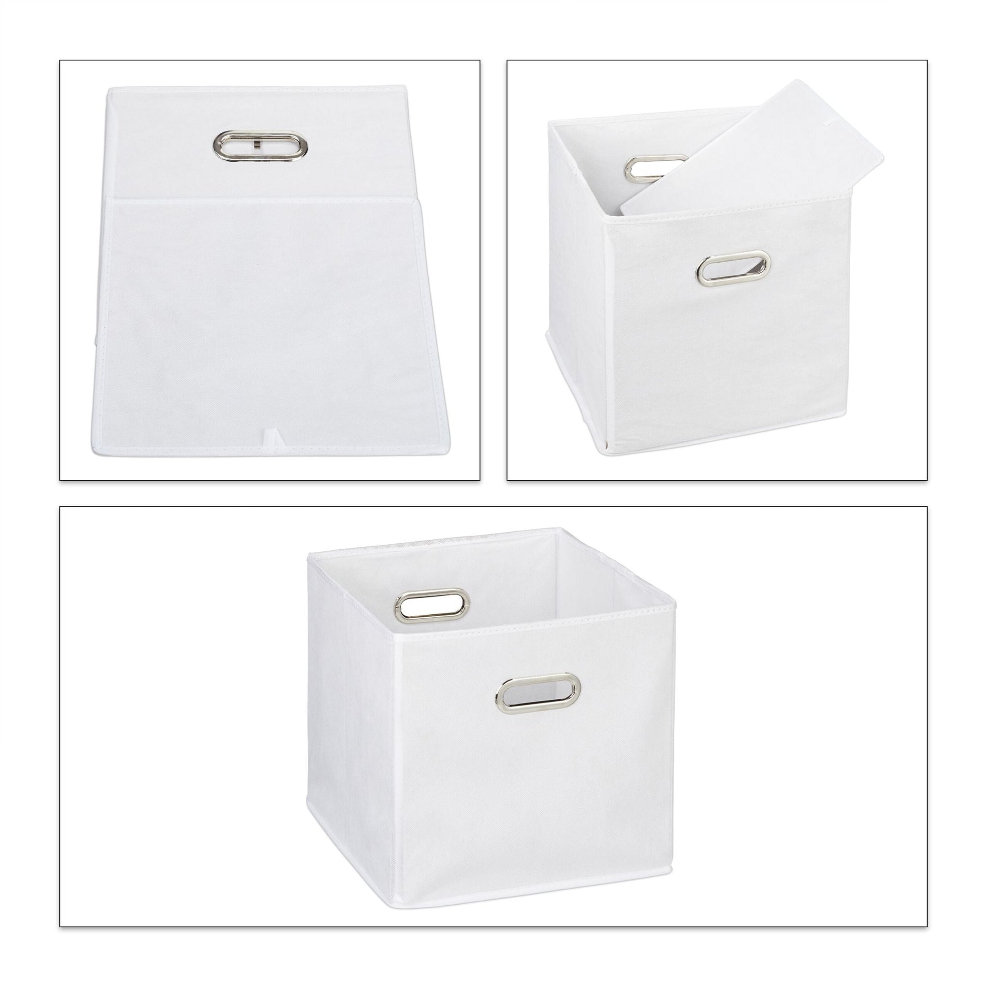 Aufbewahrungsbox 4er-Set Weiss-Silber von Relaxdays