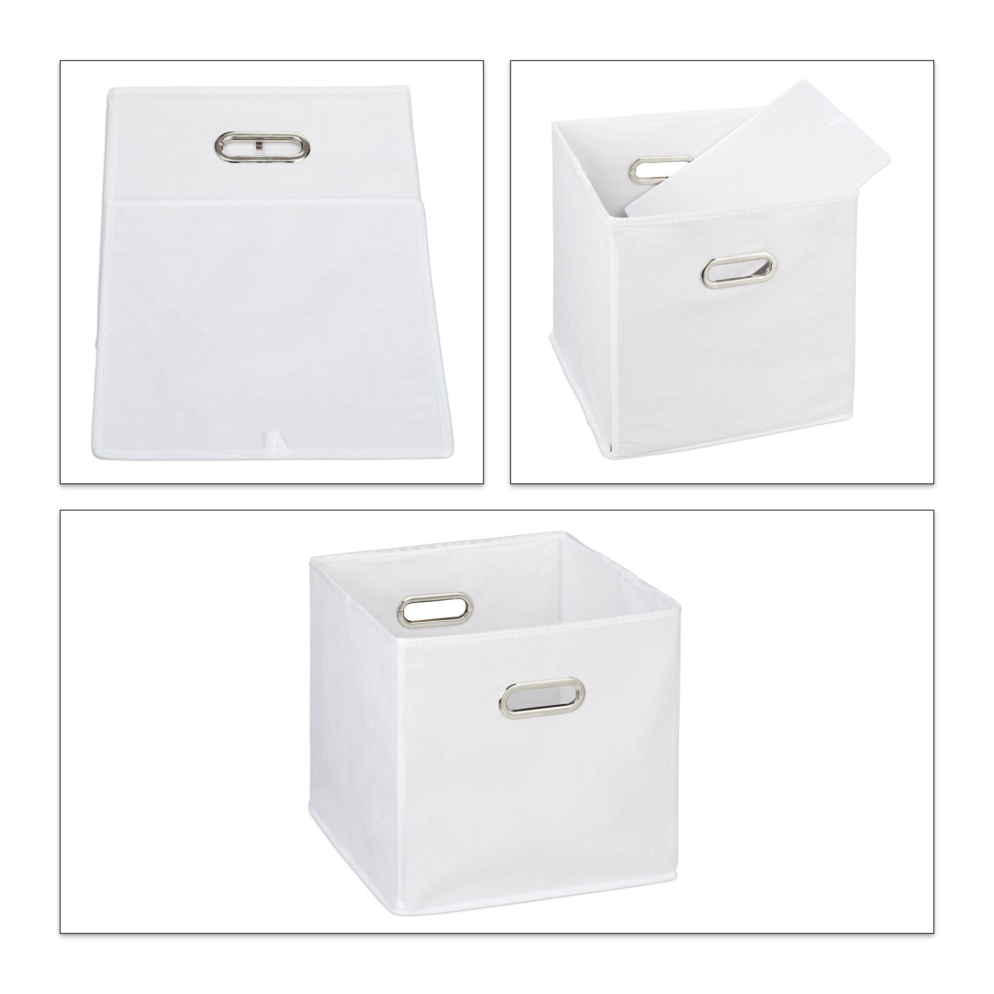 Aufbewahrungsbox 4er-Set Weiss-Silber von Relaxdays