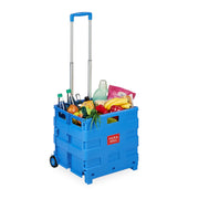 Klappbarer Einkaufstrolley Blau-Schwarz-Silber von Relaxdays