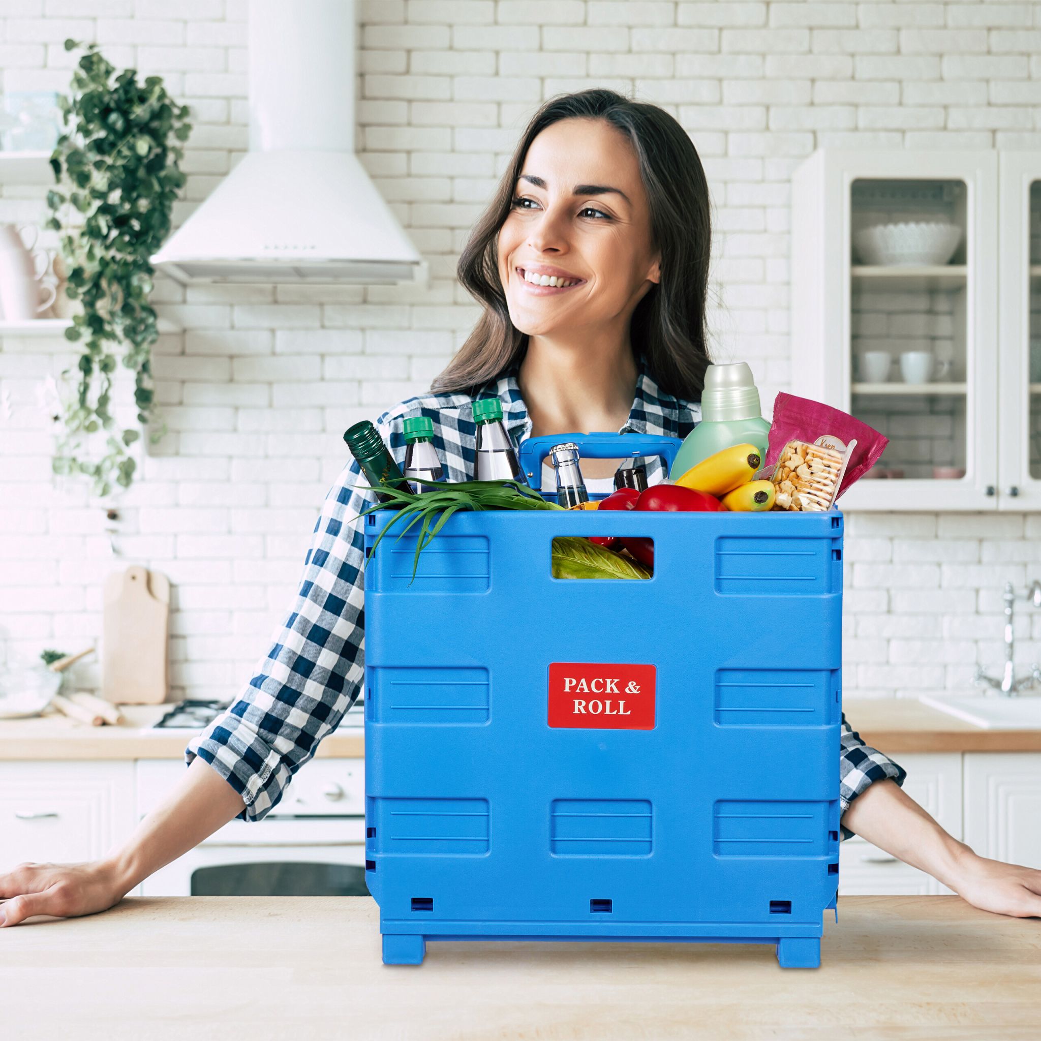 Klappbarer Einkaufstrolley Blau-Schwarz-Silber von Relaxdays