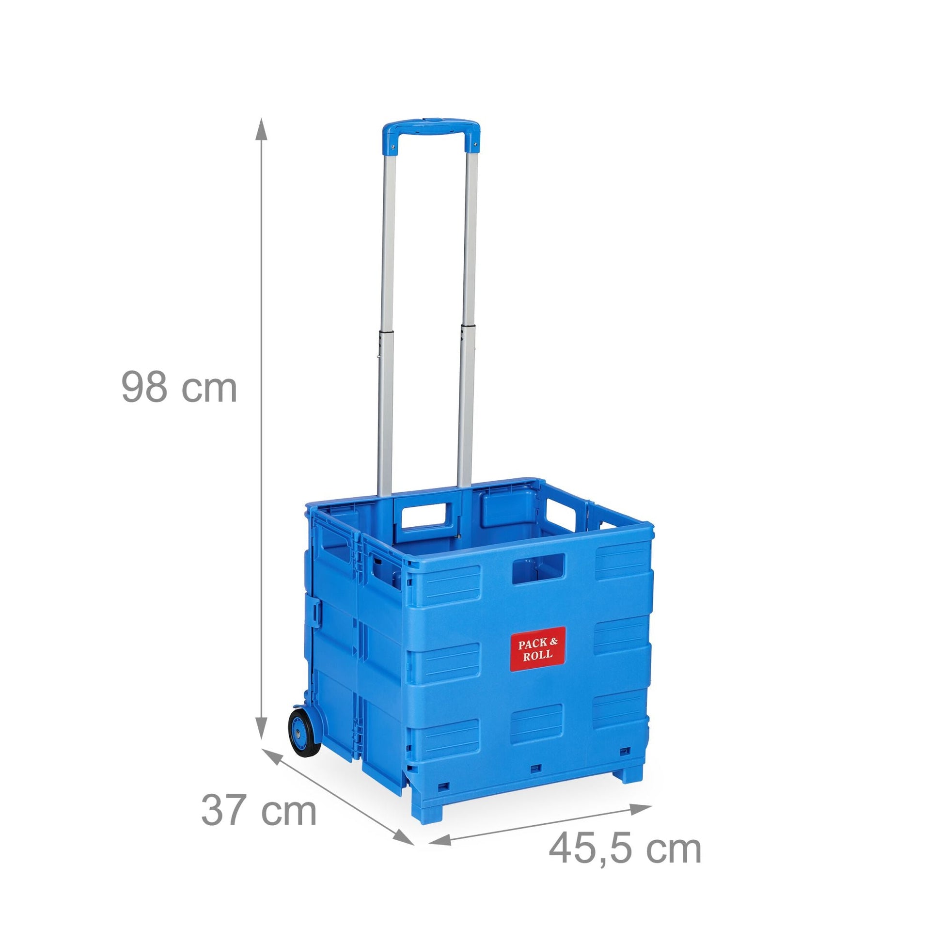 Klappbarer Einkaufstrolley Blau-Schwarz-Silber von Relaxdays