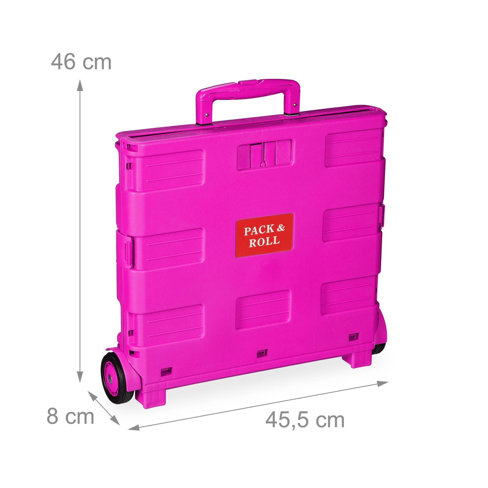 Klappbarer Einkaufstrolley Pink-Schwarz-Silber von Relaxdays