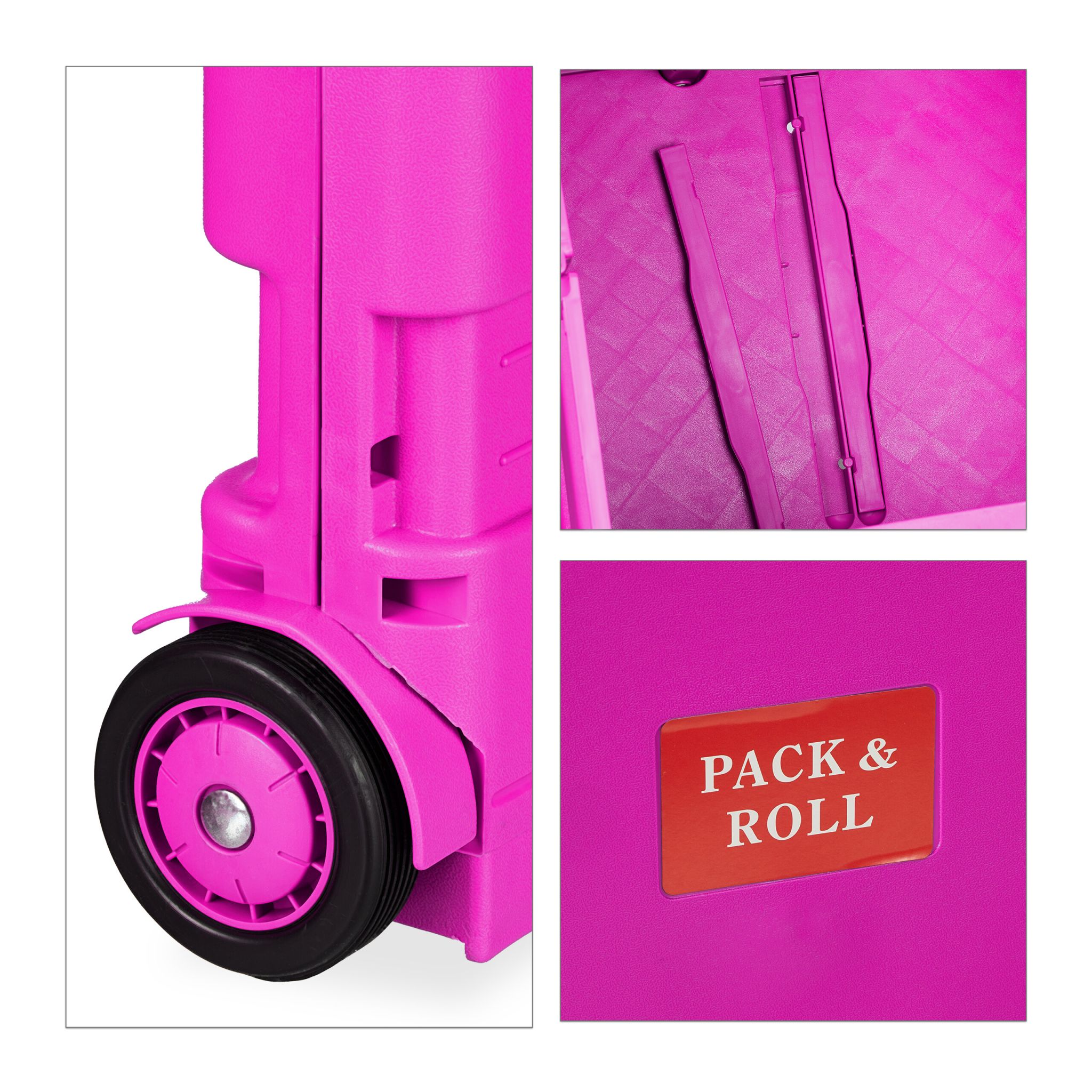 Klappbarer Einkaufstrolley Pink-Schwarz-Silber von Relaxdays
