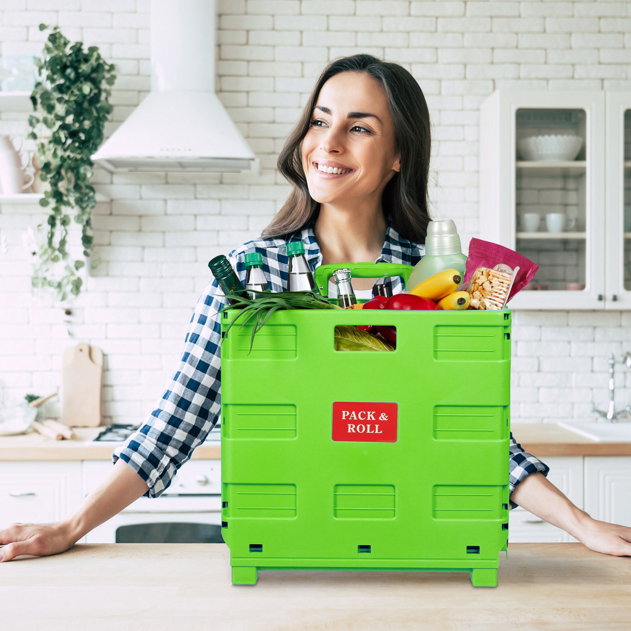 Klappbarer Einkaufstrolley Grün-Schwarz-Silber von Relaxdays