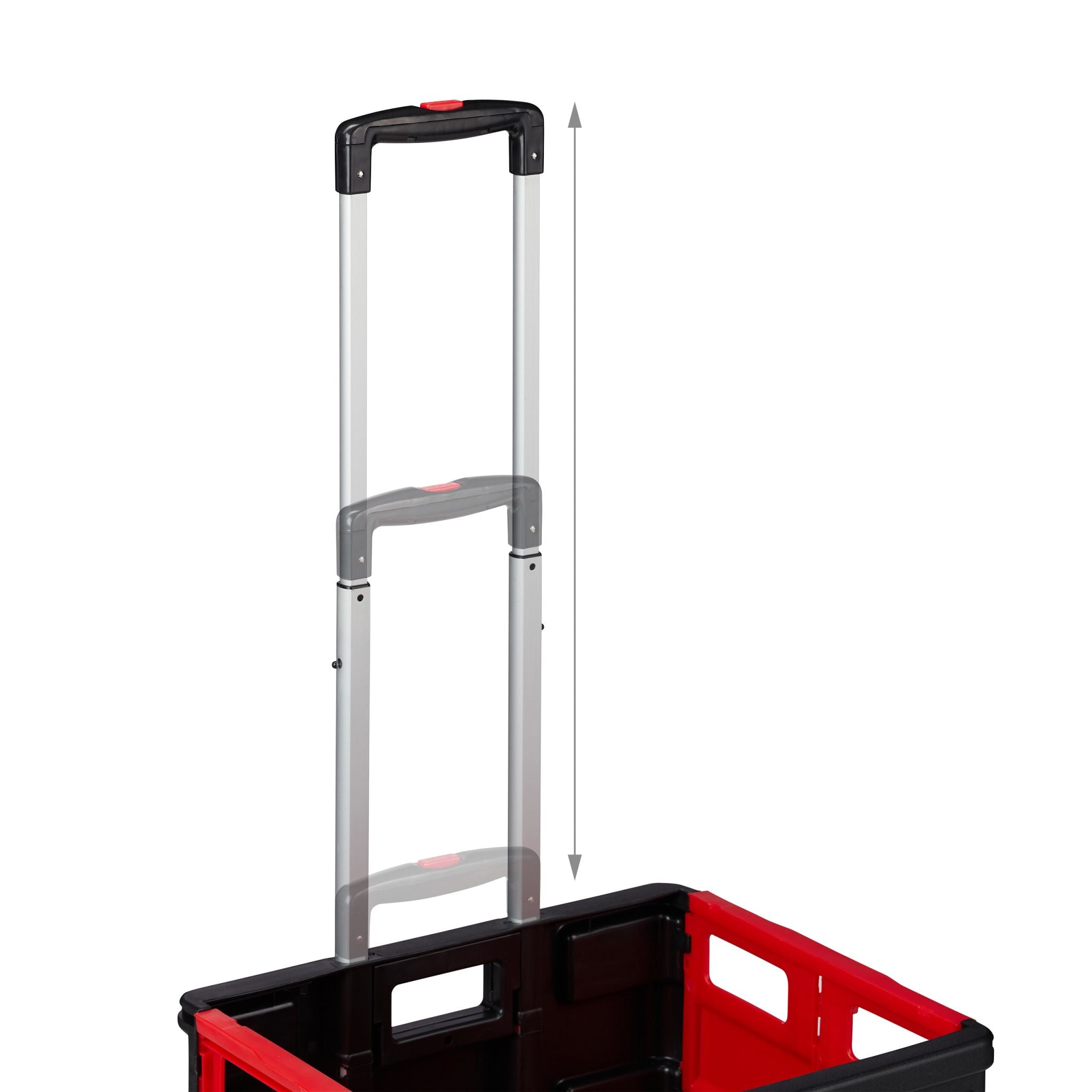 Klappbarer Einkaufstrolley mit Deckel Rot-Schwarz-Silber von Relaxdays