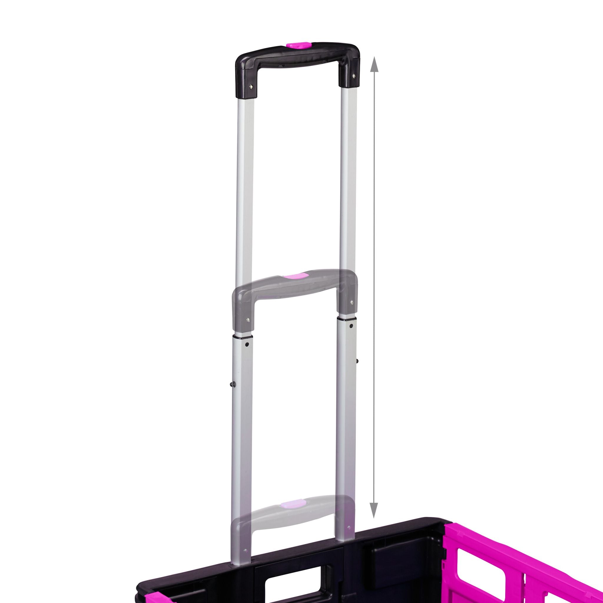 Klappbarer Einkaufstrolley mit Deckel Pink-Schwarz-Silber von Relaxdays