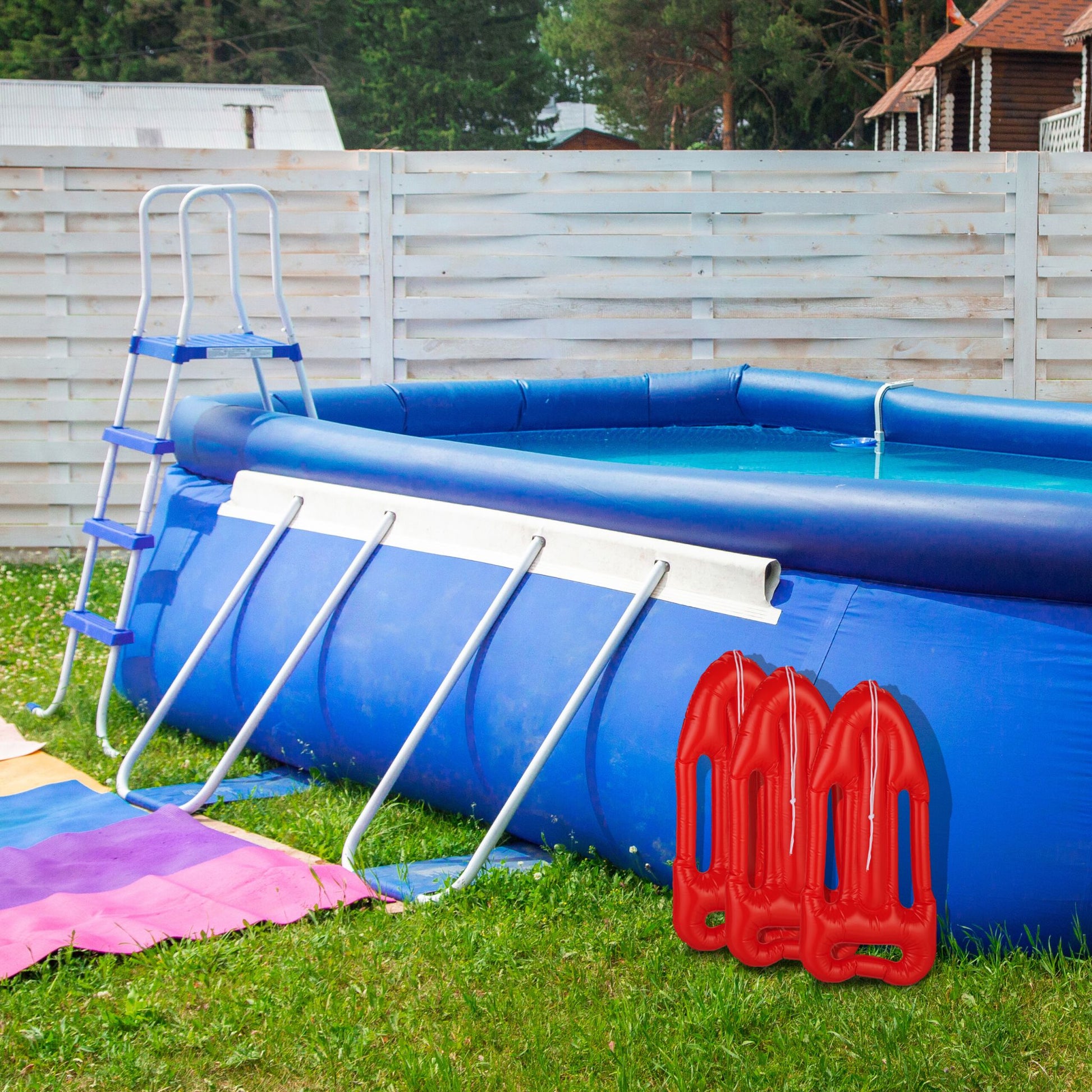 Rettungsboje aufblasbar 3er-Set Weiss-Rot von Relaxdays