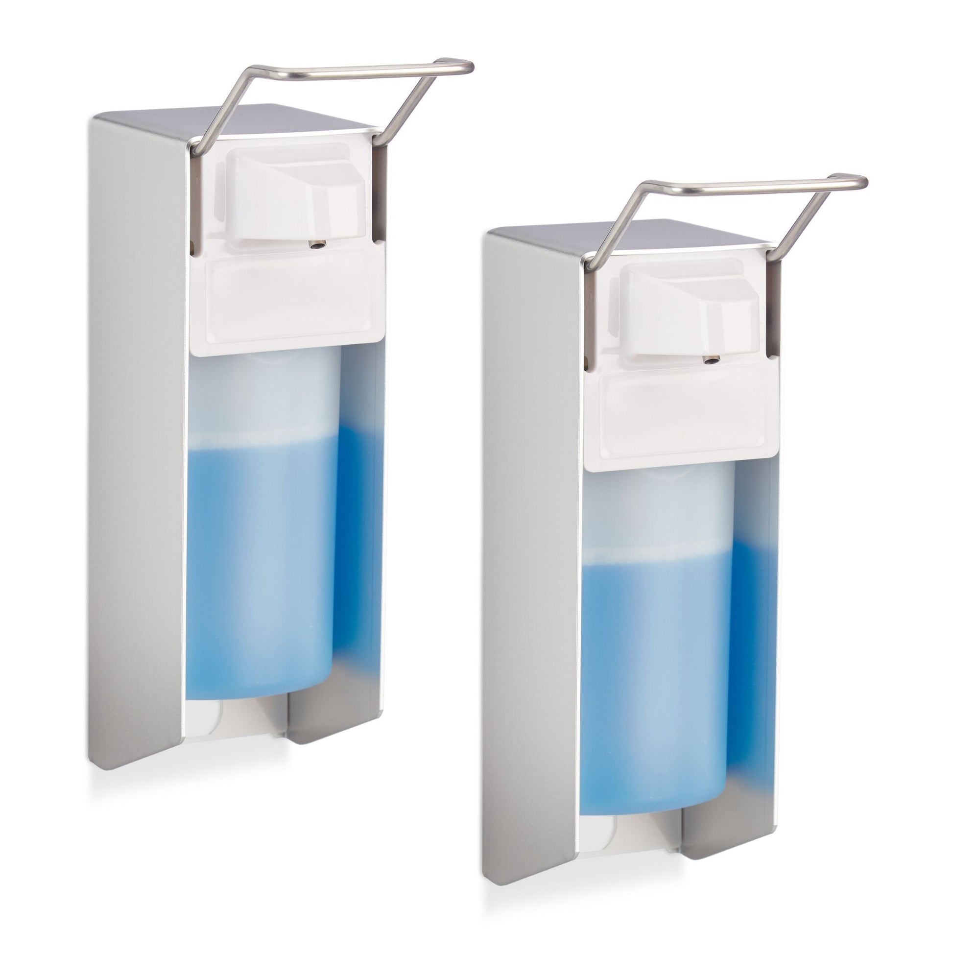 Desinfektionsspender 500 ml 2er-Set Weiss-Silber von Relaxdays