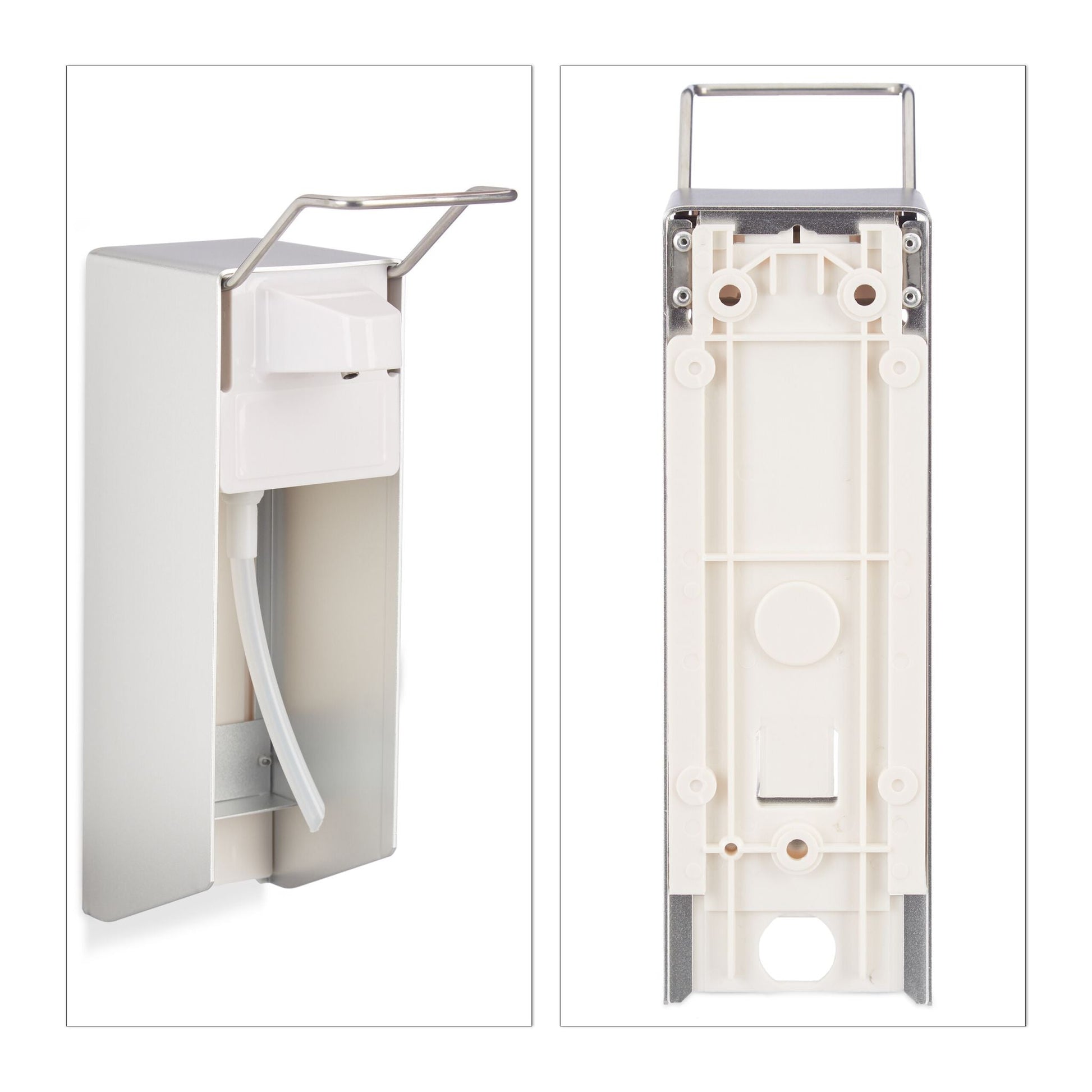 Desinfektionsspender 500 ml 2er-Set Weiss-Silber von Relaxdays
