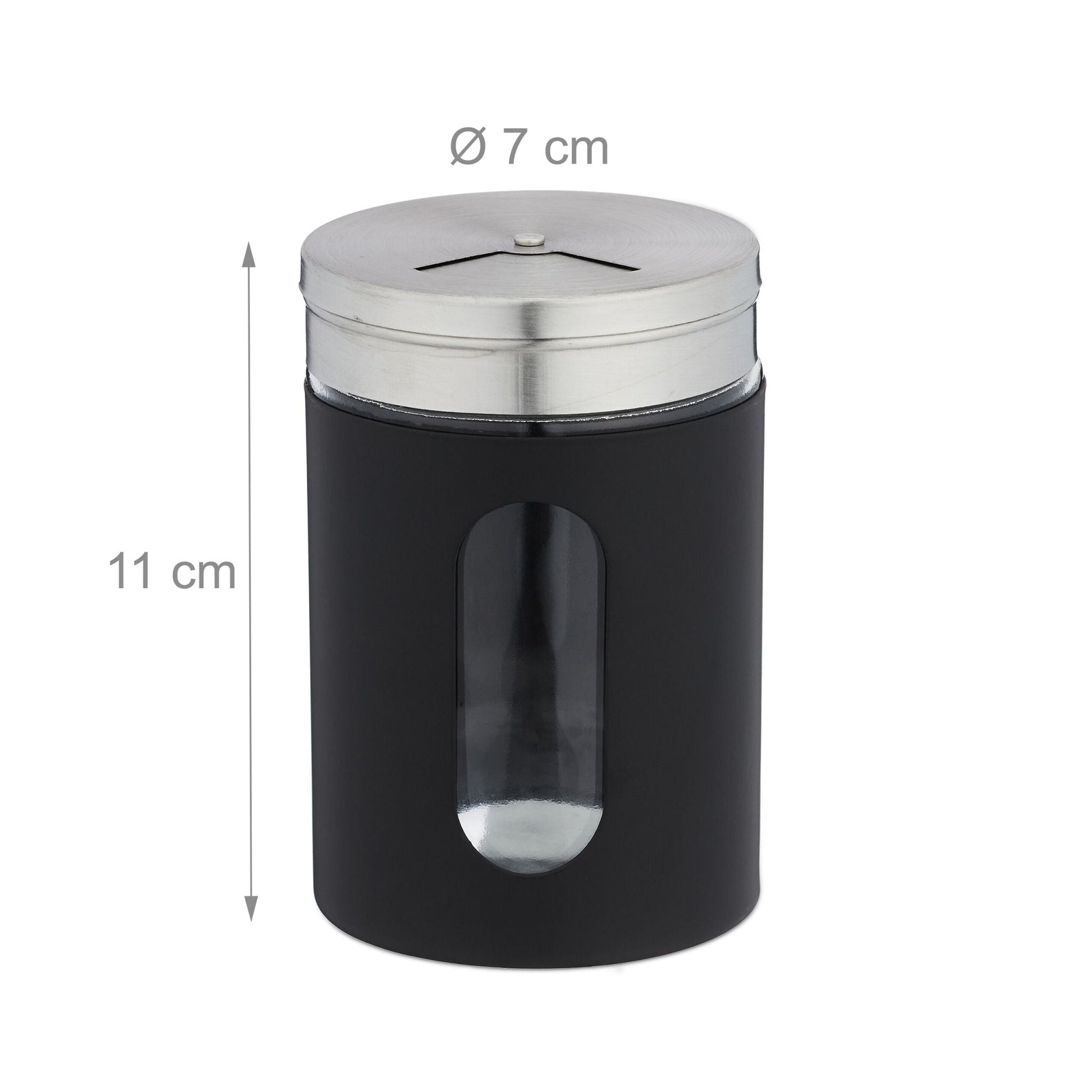 Gewürzstreuer XL 6er-Set Schwarz-Silber-Transparent von Relaxdays