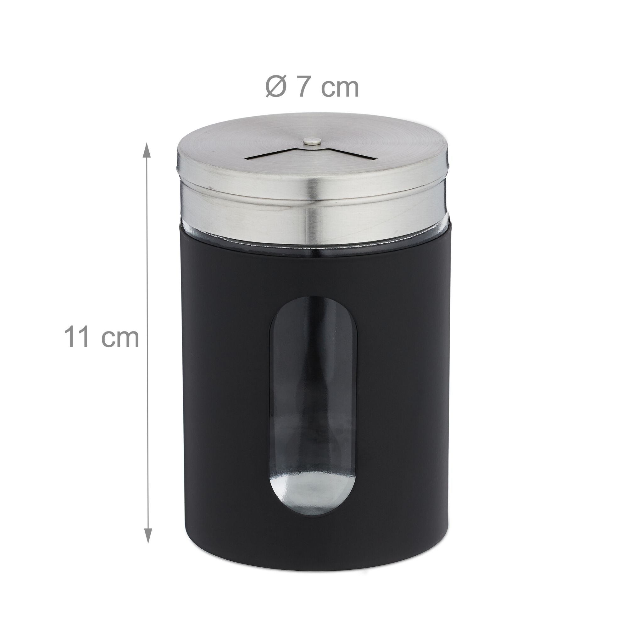 Gewürzstreuer XL 6er-Set Schwarz-Silber-Transparent von Relaxdays