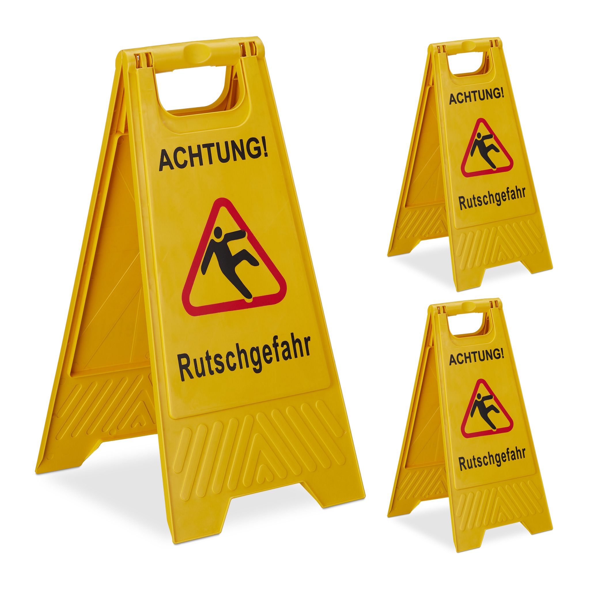 Rutschgefahr Aufsteller 3er-Set Gelb-Rot-Schwarz von Relaxdays