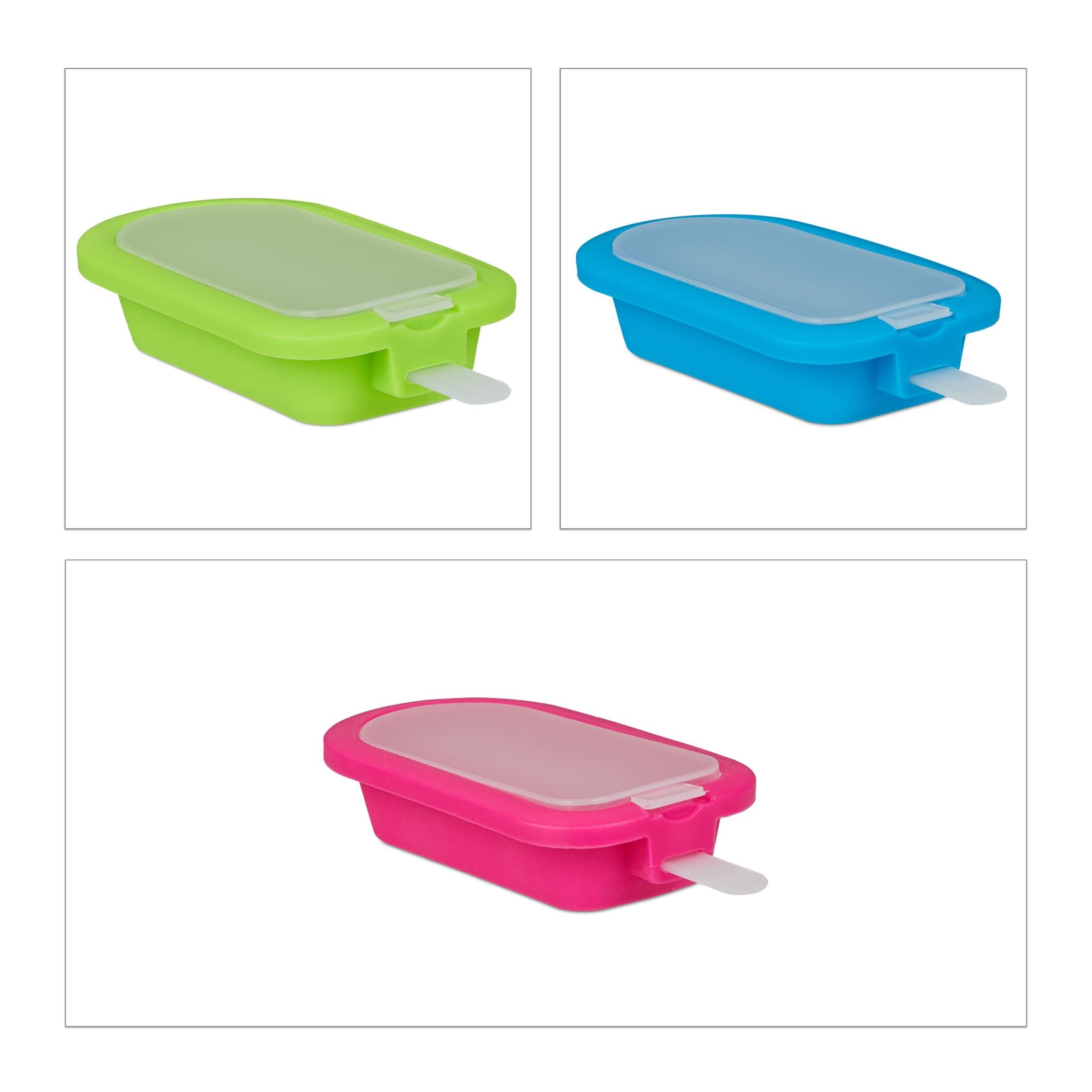 Eisformen 6er-Set Silikon Blau-Grün-Pink