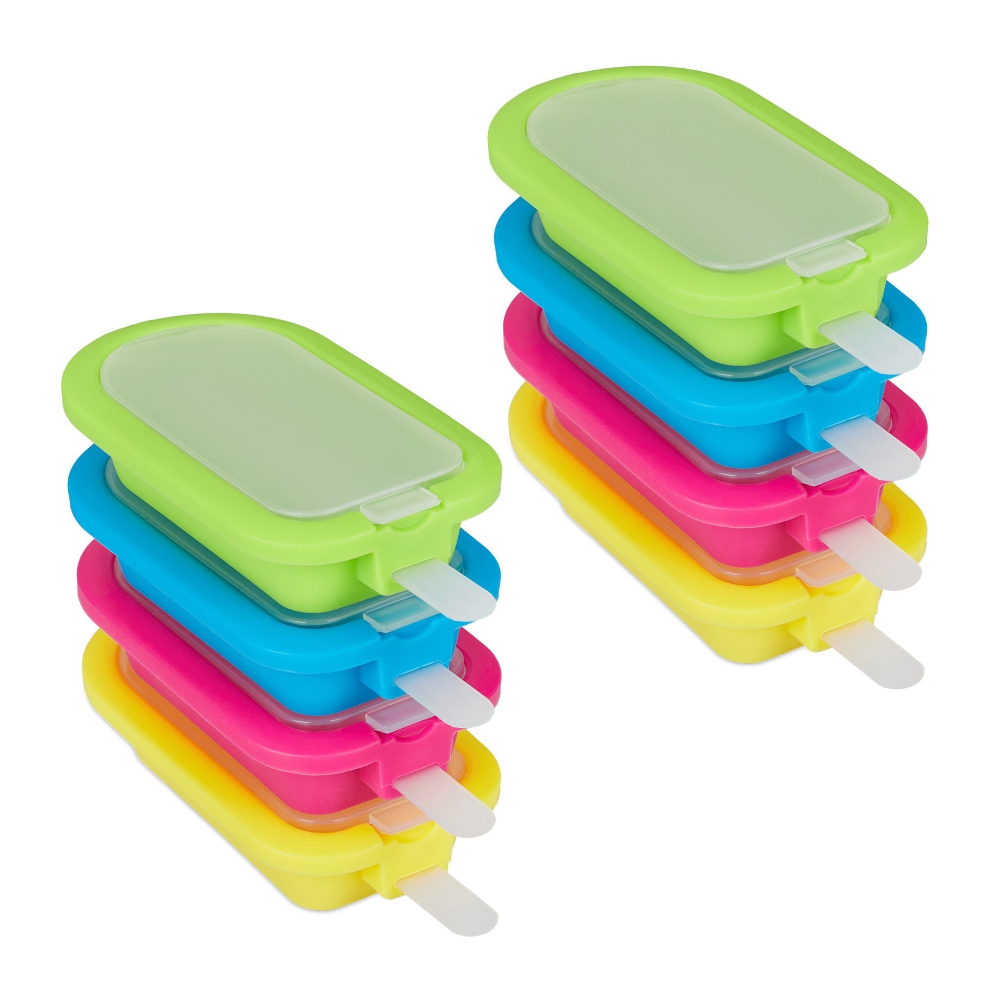 Eisformen 8er-Set Silikon Gelb-Grün-Pink
