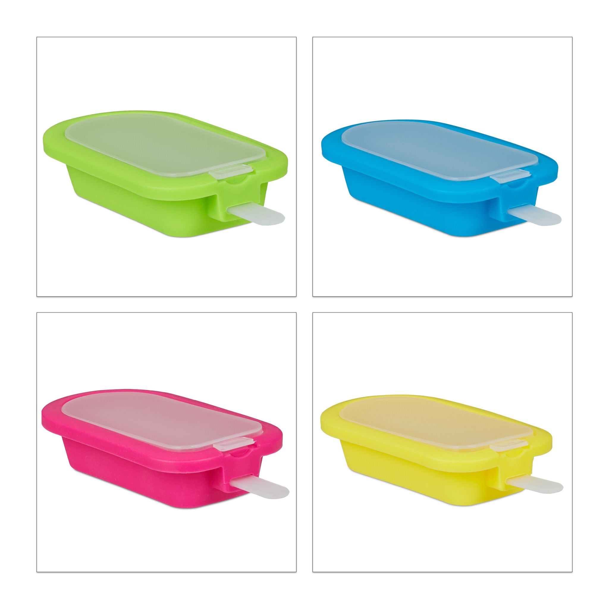 Eisformen 8er-Set Silikon Gelb-Grün-Pink