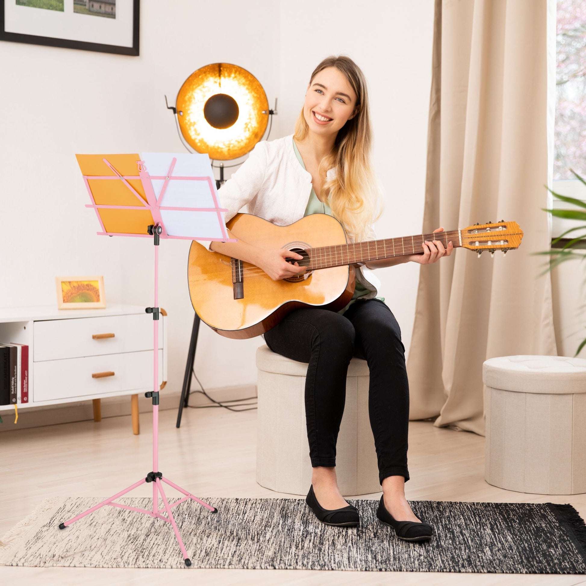 Notenständer klappbar Rosa von Relaxdays