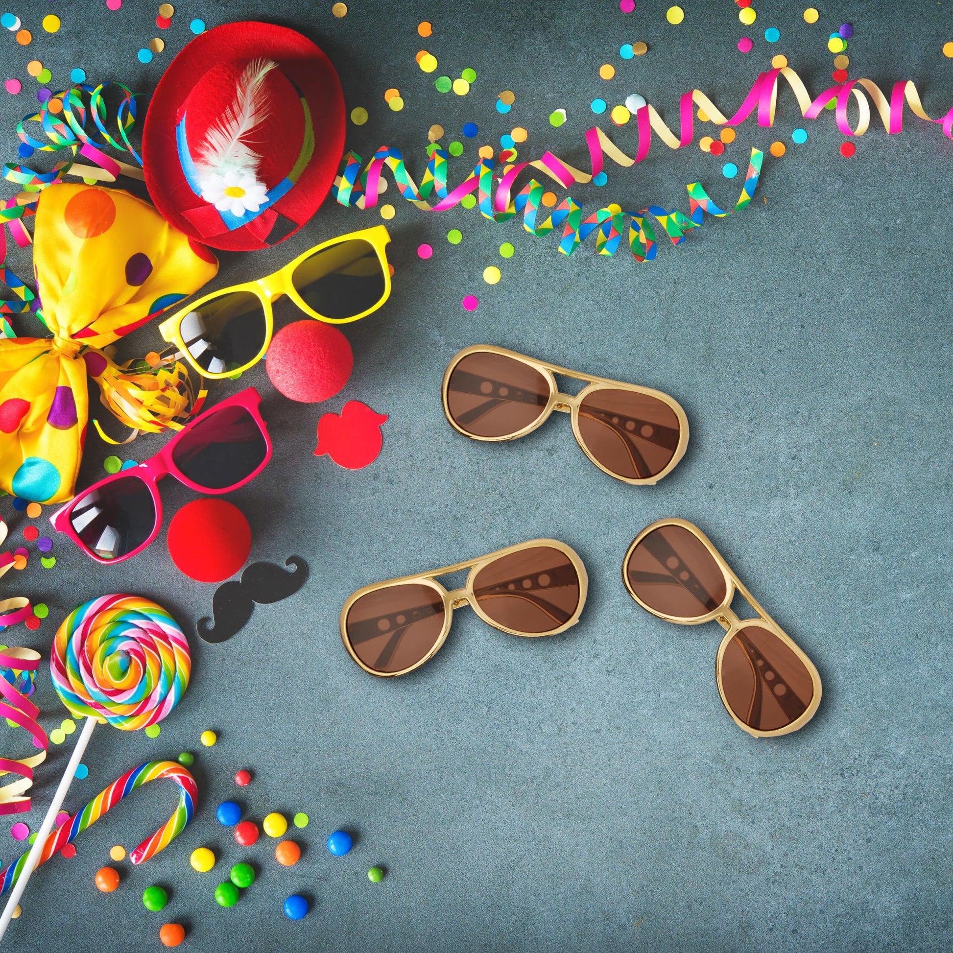 Partybrille Rapper 5er-Set Gold-Schwarz von Relaxdays