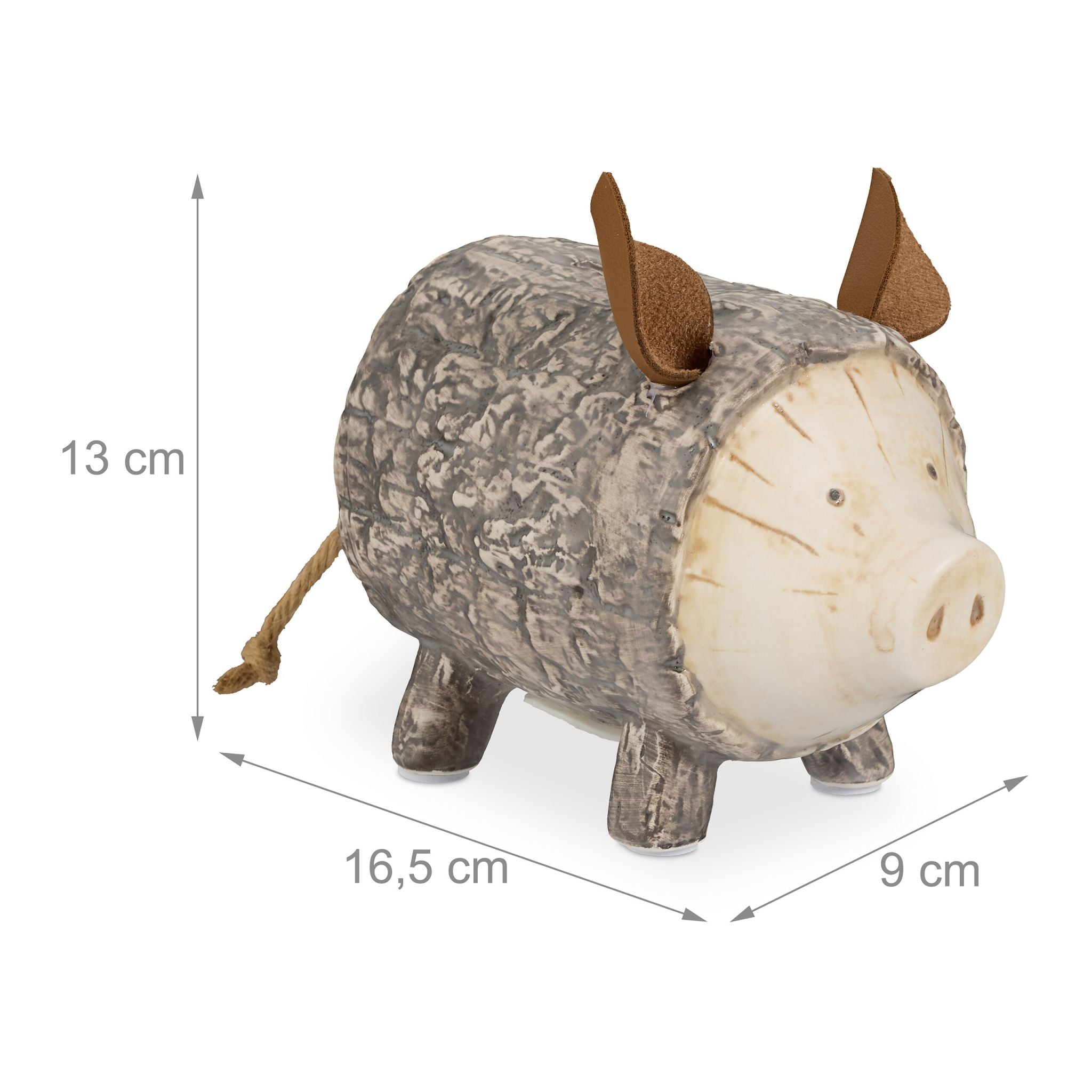 Sparschwein Baumrinde Braun-Creme-Hellbraun