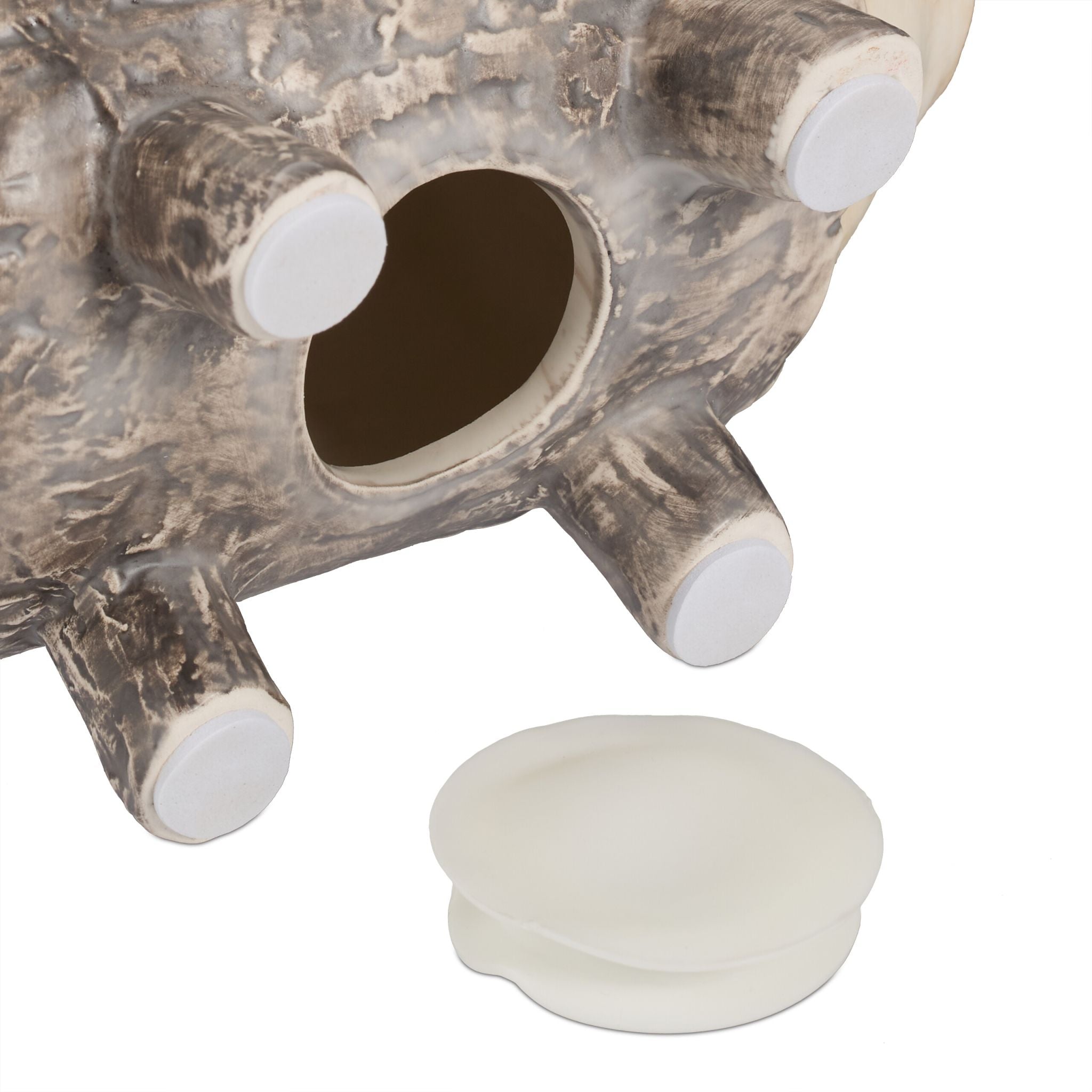 Sparschwein Baumrinde Braun-Creme-Hellbraun