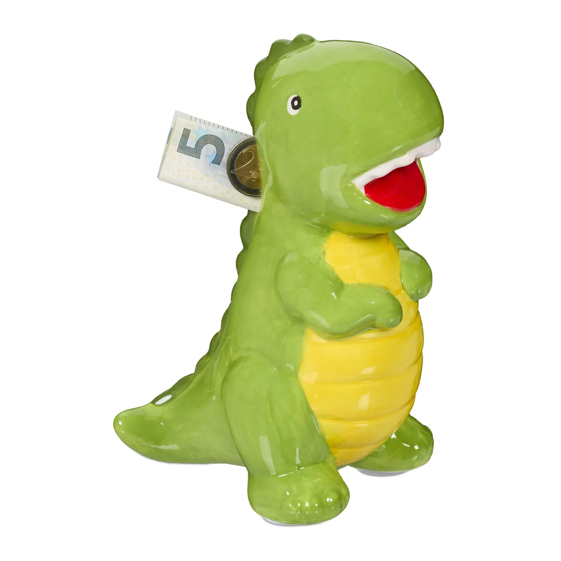Spardose Dinosaurier Gelb-Grün-Rot von Relaxdays
