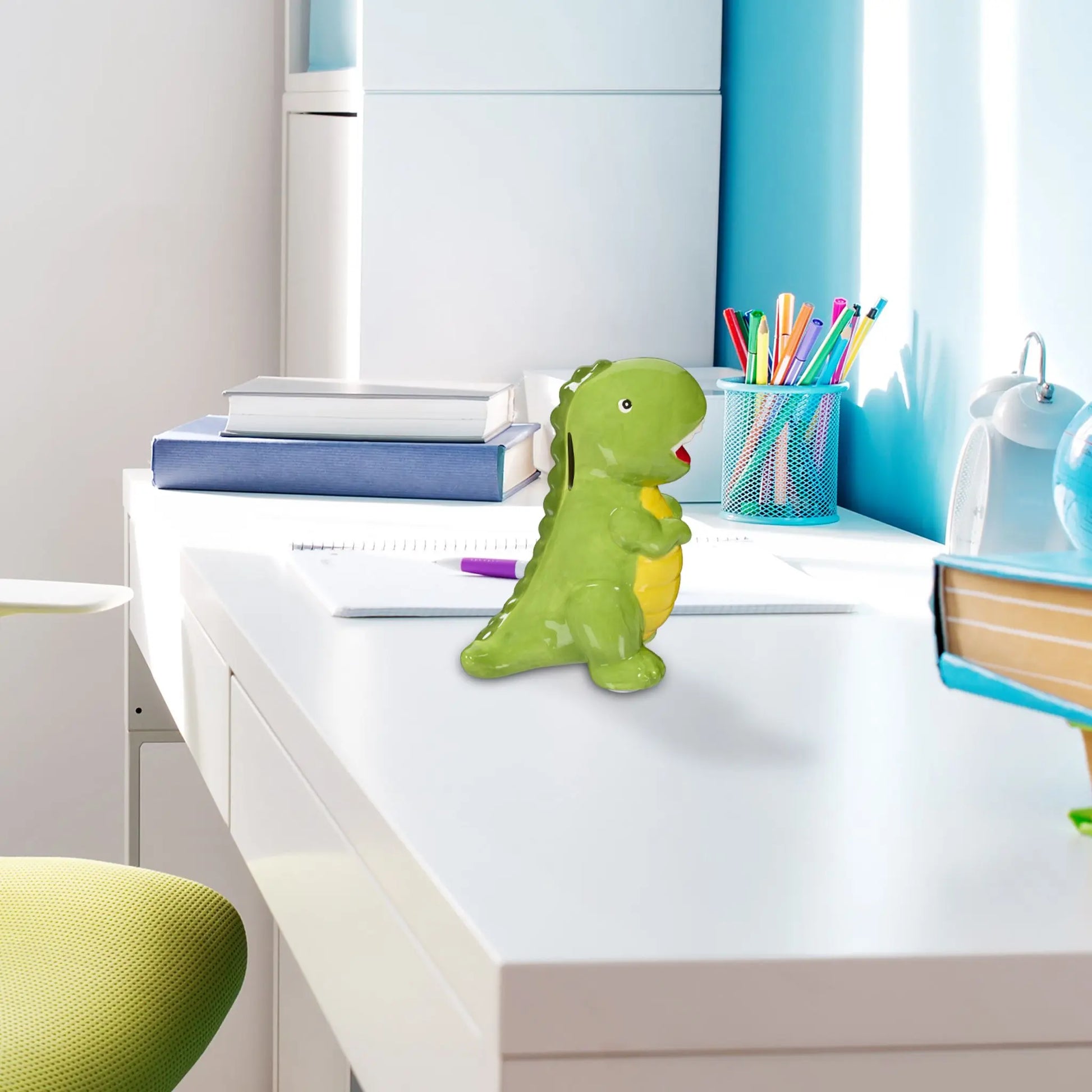 Spardose Dinosaurier Gelb-Grün-Rot von Relaxdays