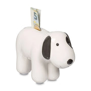 Spardose Hund Keramik Weiss-Schwarz von Relaxdays