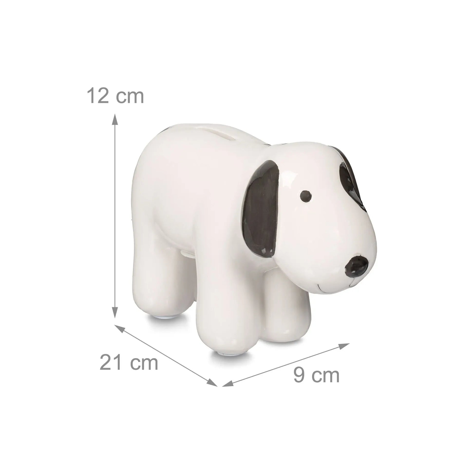 Spardose Hund Keramik Weiss-Schwarz von Relaxdays