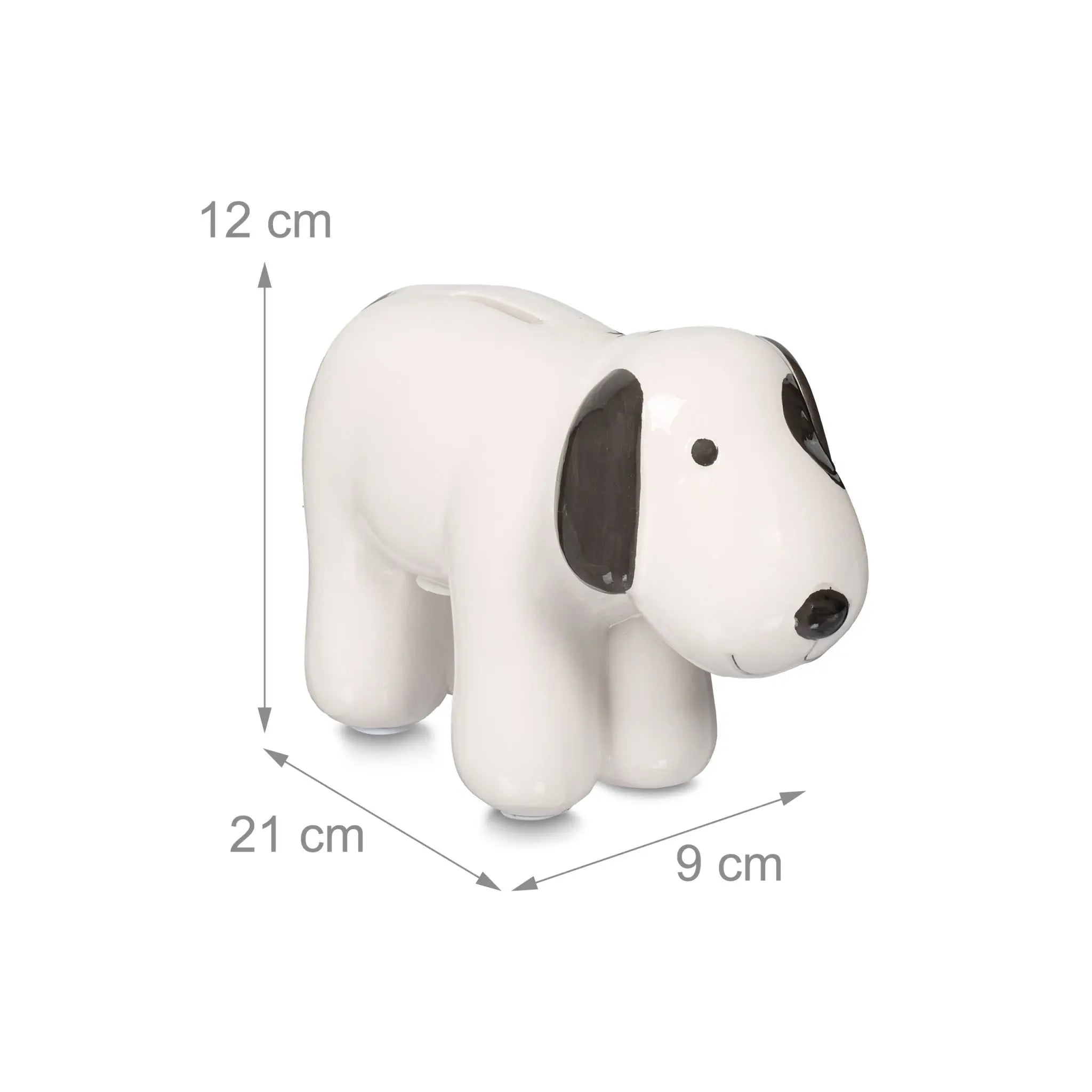 Spardose Hund Keramik Weiss-Schwarz von Relaxdays
