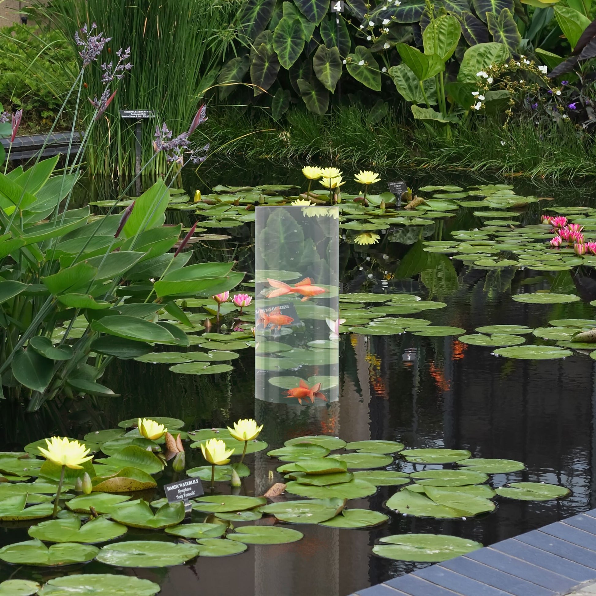 Fischsäule für Gartenteich Transparent-Grau von Relaxdays