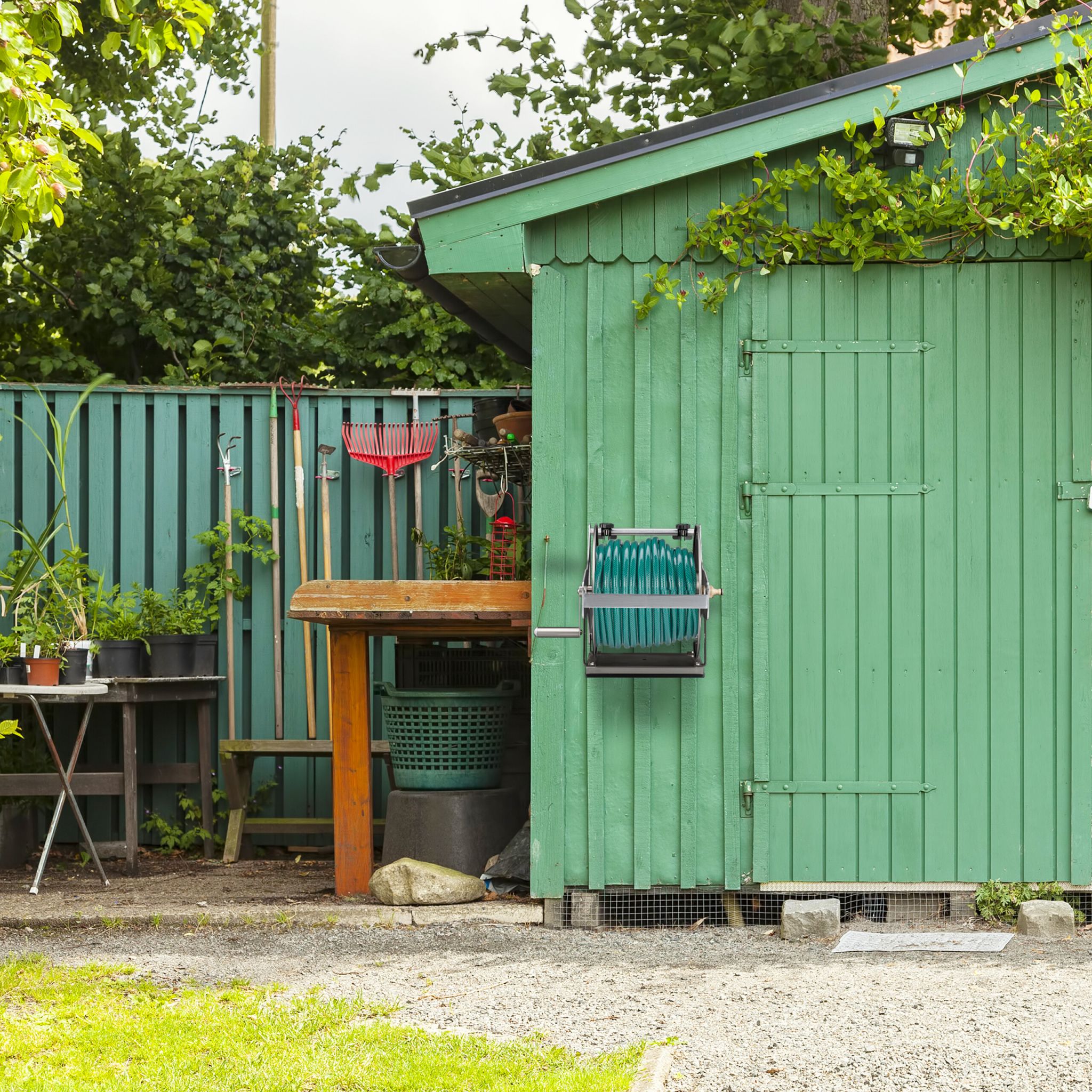 Schlauchtrommel Edelstahl Silber von Relaxdays