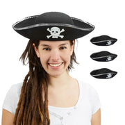 Piratenhut 4er-Set Weiss-Schwarz-Silber von Relaxdays