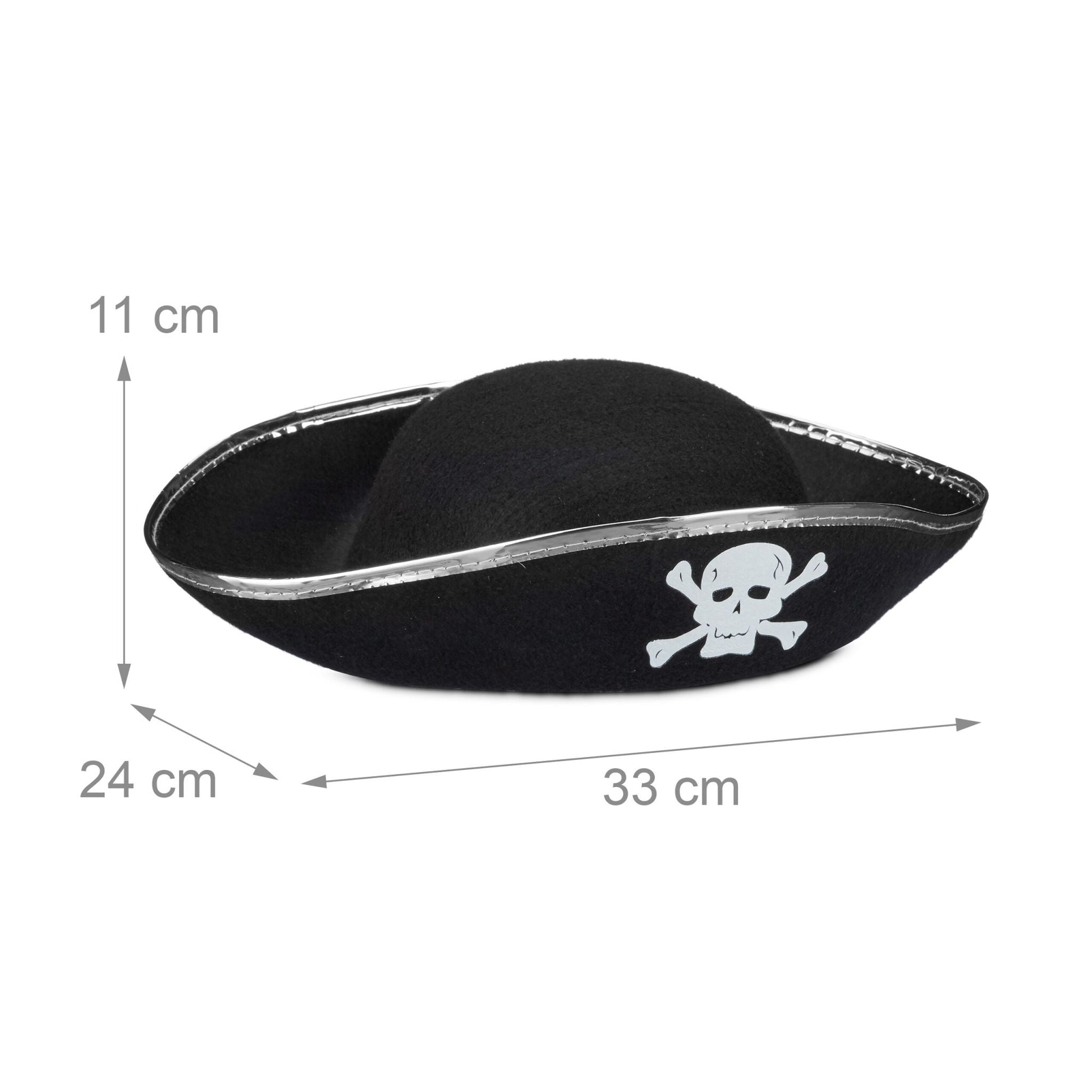 Piratenhut 4er-Set Weiss-Schwarz-Silber von Relaxdays