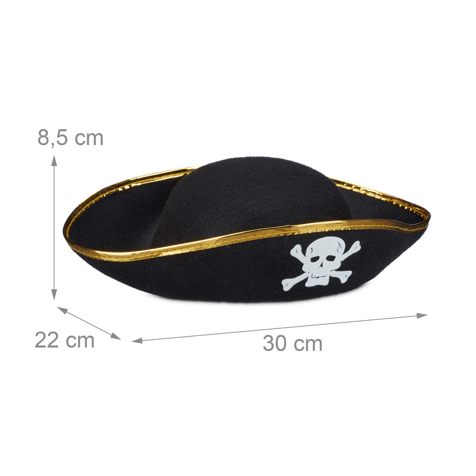 Piratenhut Kinder 6er-Set Weiss-Gold-Schwarz von Relaxdays