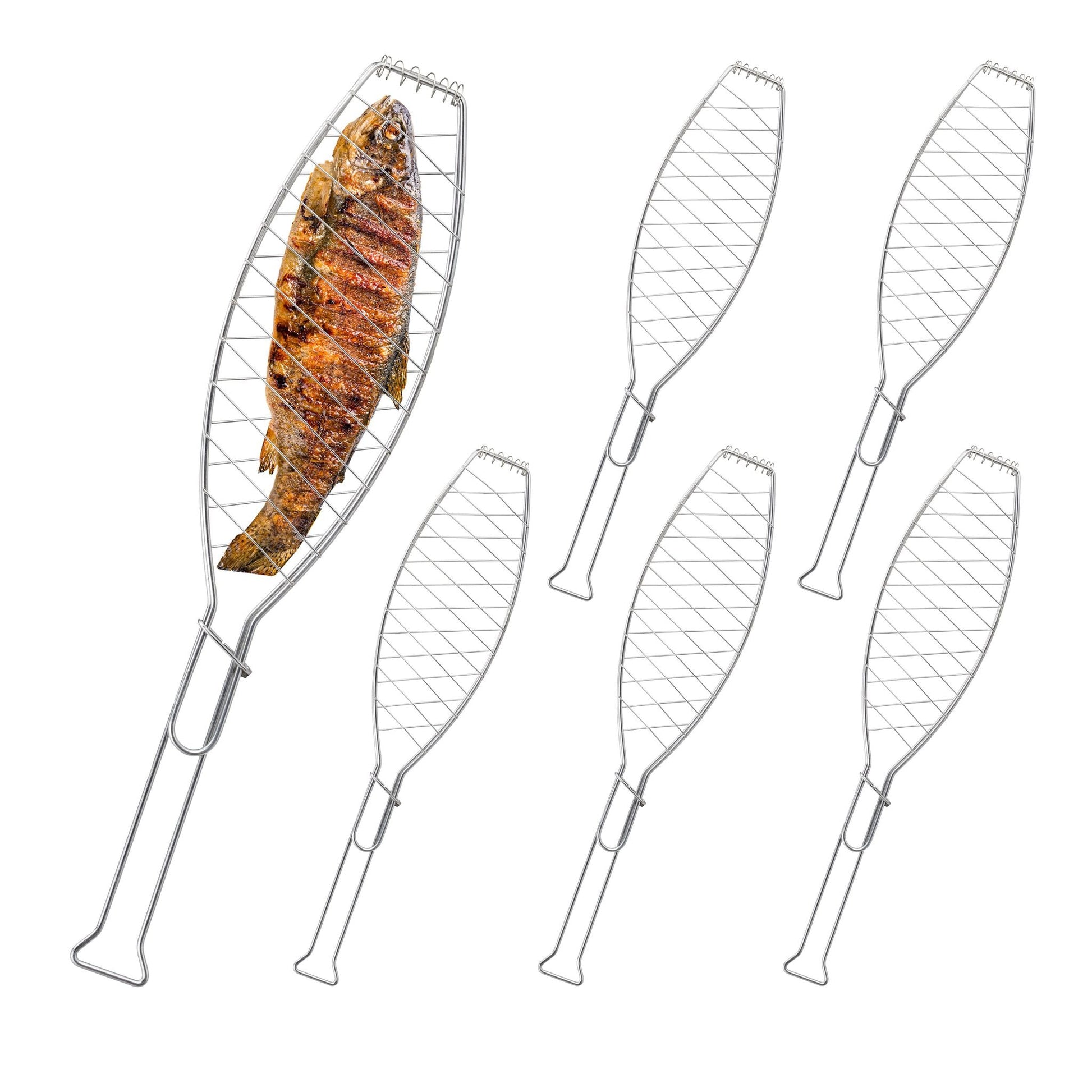 Fischbräter Grill 6er-Set Silber von Relaxdays