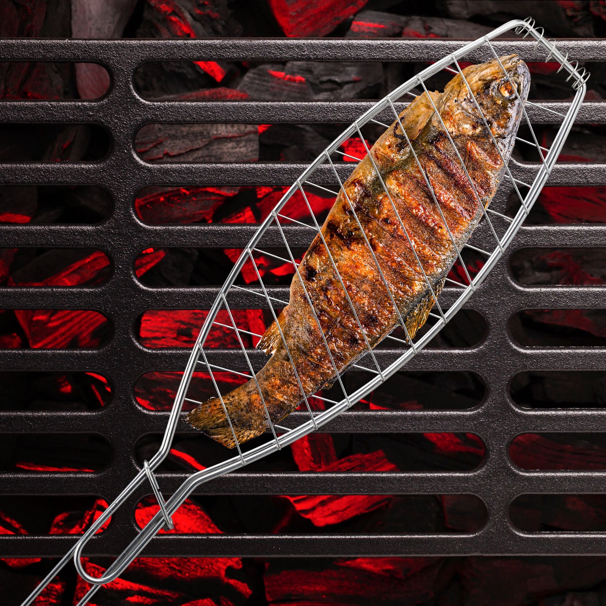 Fischbräter Grill 6er-Set Silber von Relaxdays
