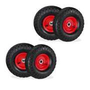 Sackkarrenrad 4er-Set 4.10 3.50-4 Rot-Schwarz von Relaxdays