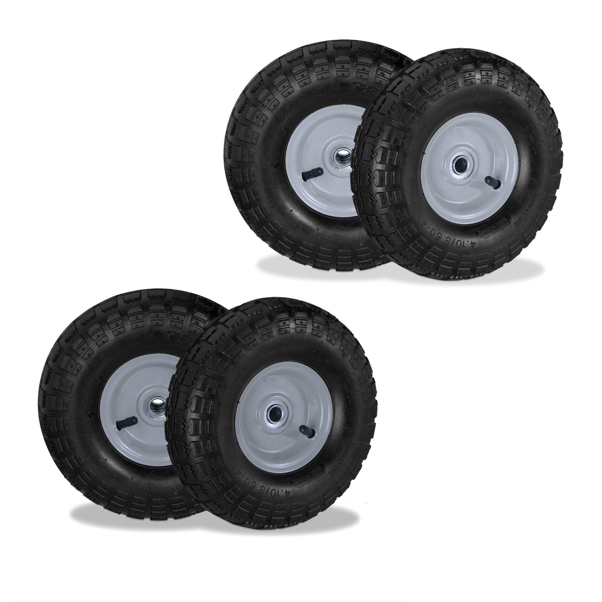 Sackkarrenrad 4er-Set 4.10 3.50-4 Schwarz-Grau von Relaxdays