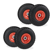 Sackkarrenrad PU 4er-Set 4.10/3.50-4 Rot-Schwarz von Relaxdays