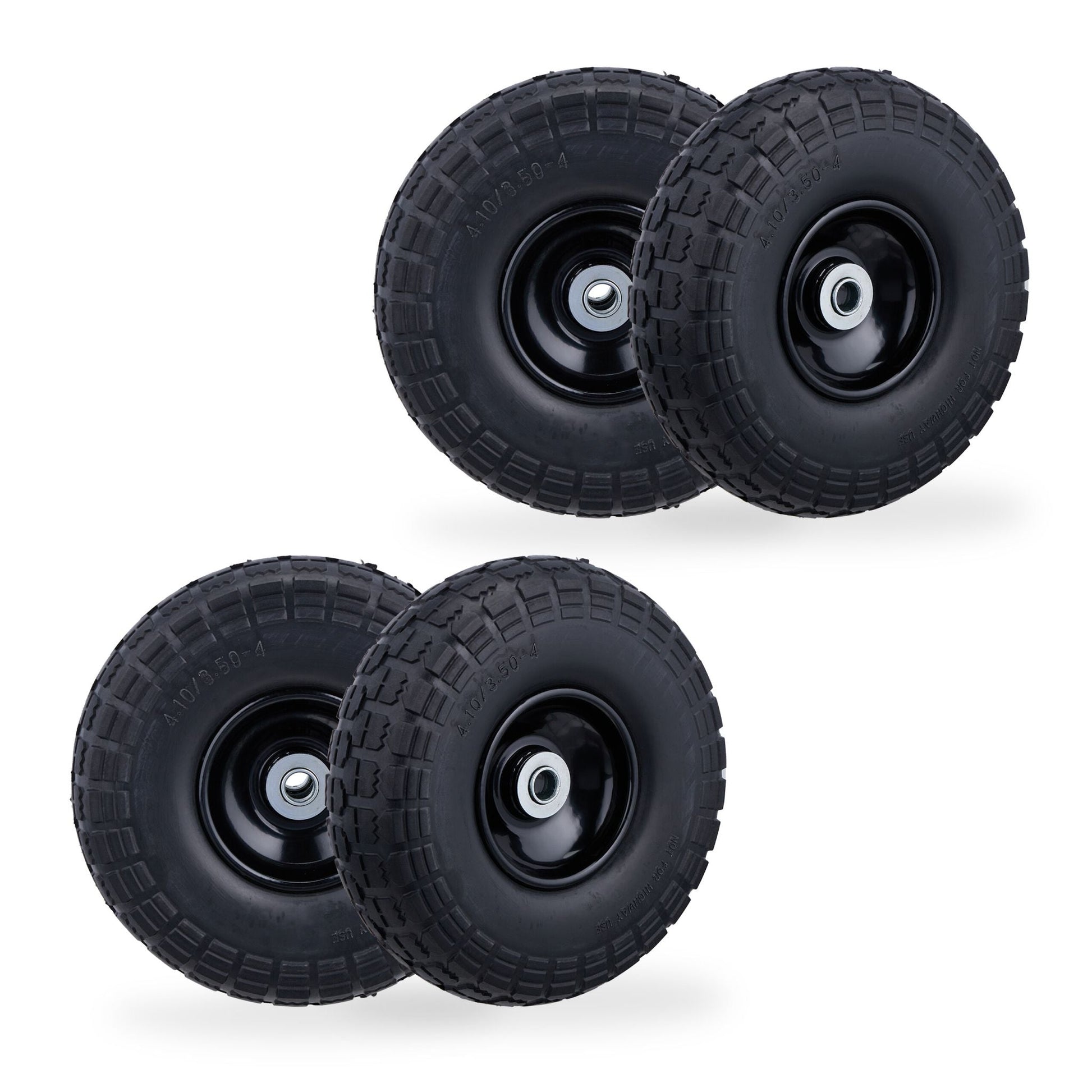 Sackkarrenrad PU 4er-Set Schwarz von Relaxdays
