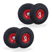 Sackkarrenrad PU 4er-Set Rot-Schwarz von Relaxdays