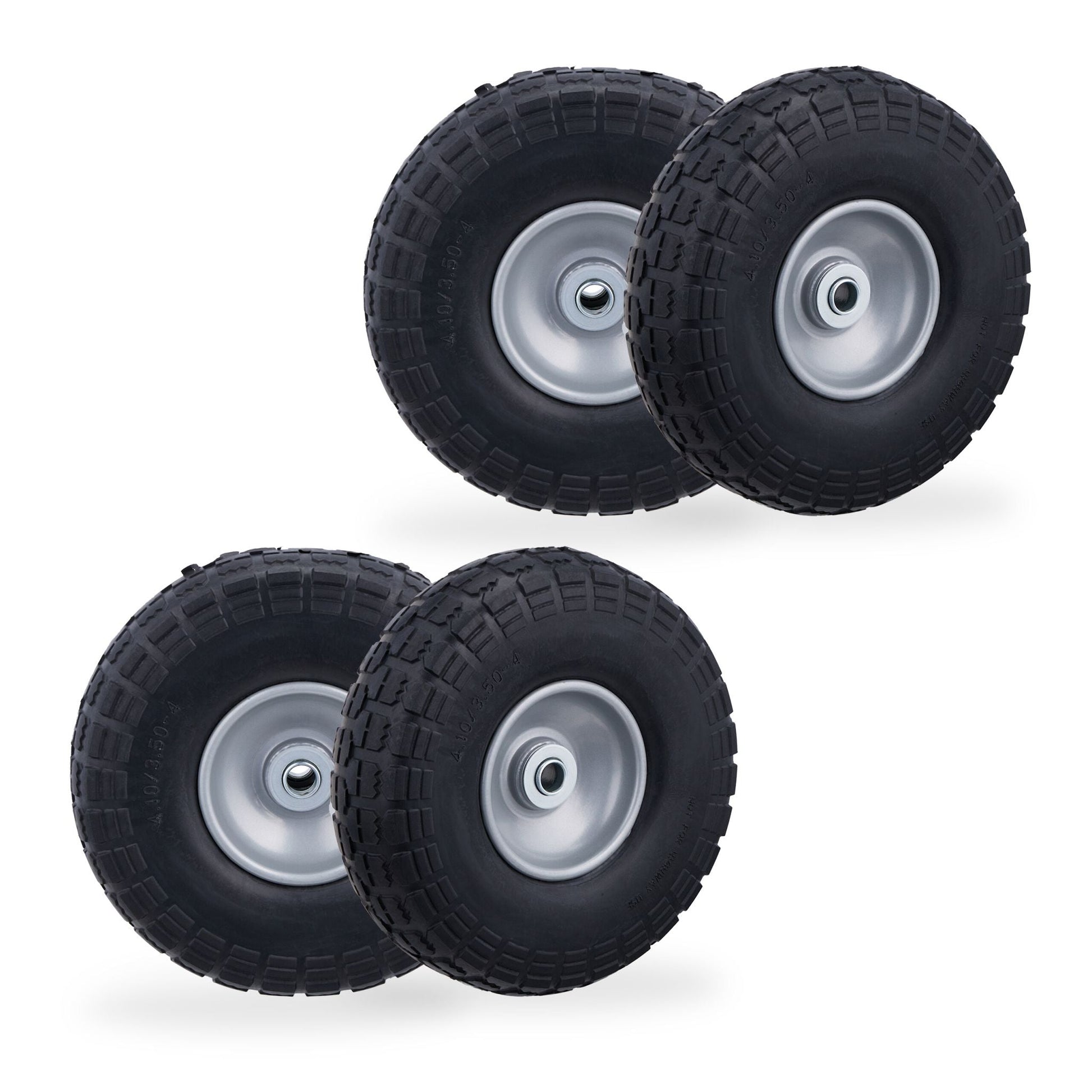 Sackkarrenrad PU 4er-Set Schwarz-Grau von Relaxdays
