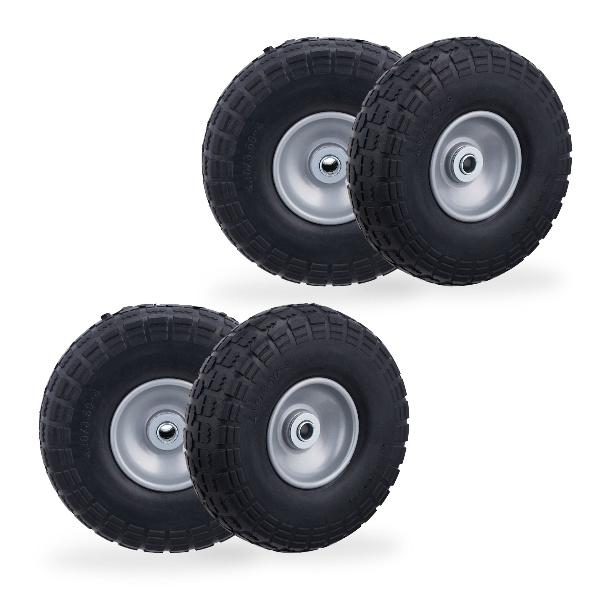 Sackkarrenrad PU 4er-Set Schwarz-Grau von Relaxdays