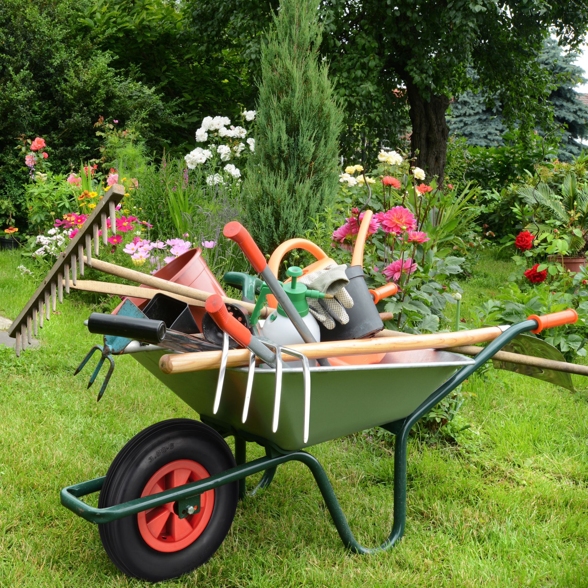 Schubkarrenrad 3.50-6 2er-Set Rot-Schwarz von Relaxdays