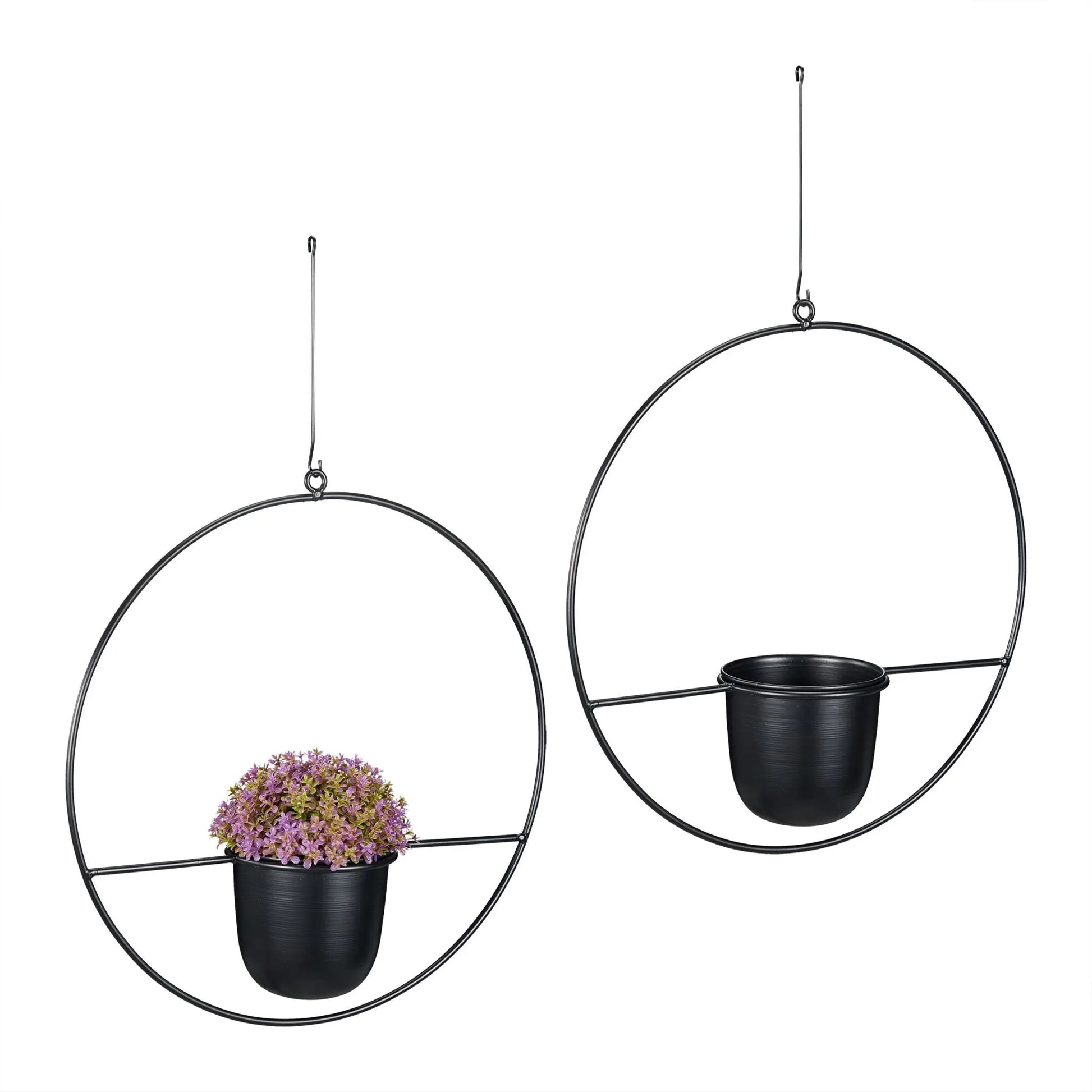 Blumenampel 2er-Set Schwarz von Relaxdays