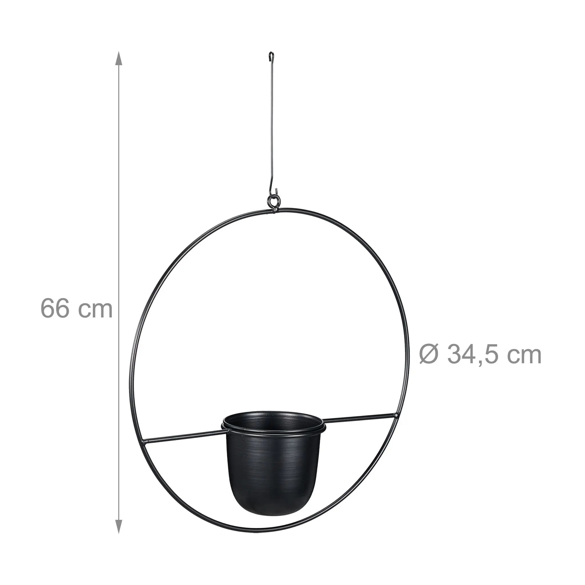 Blumenampel 2er-Set Schwarz von Relaxdays