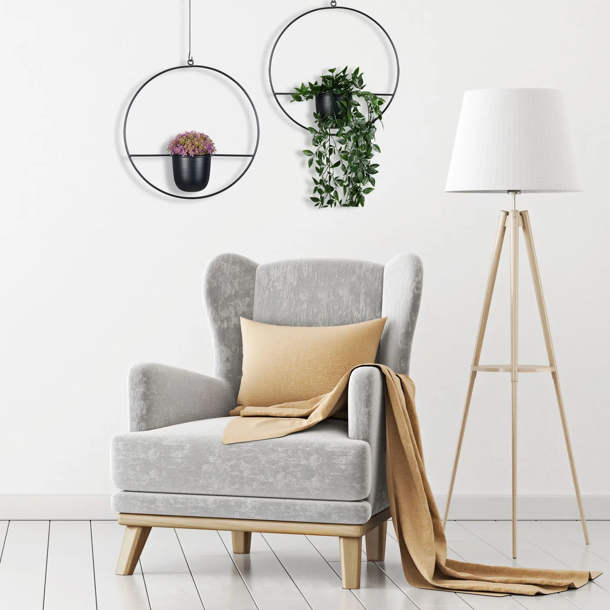 Blumenampel 2er-Set Schwarz von Relaxdays