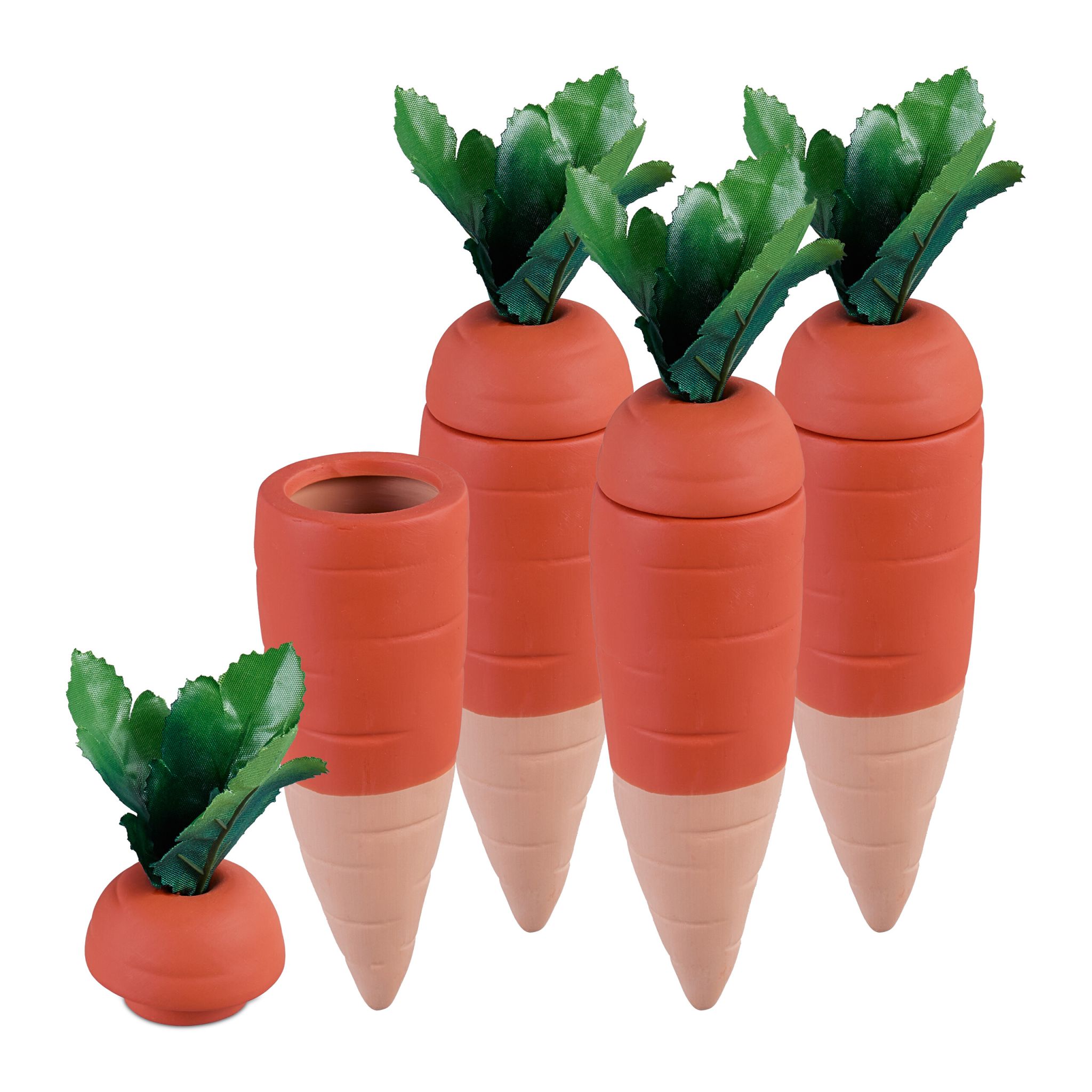 Tonkegel Karotte 4er-Set Dunkelgrün-Hellbraun-Orange von Relaxdays
