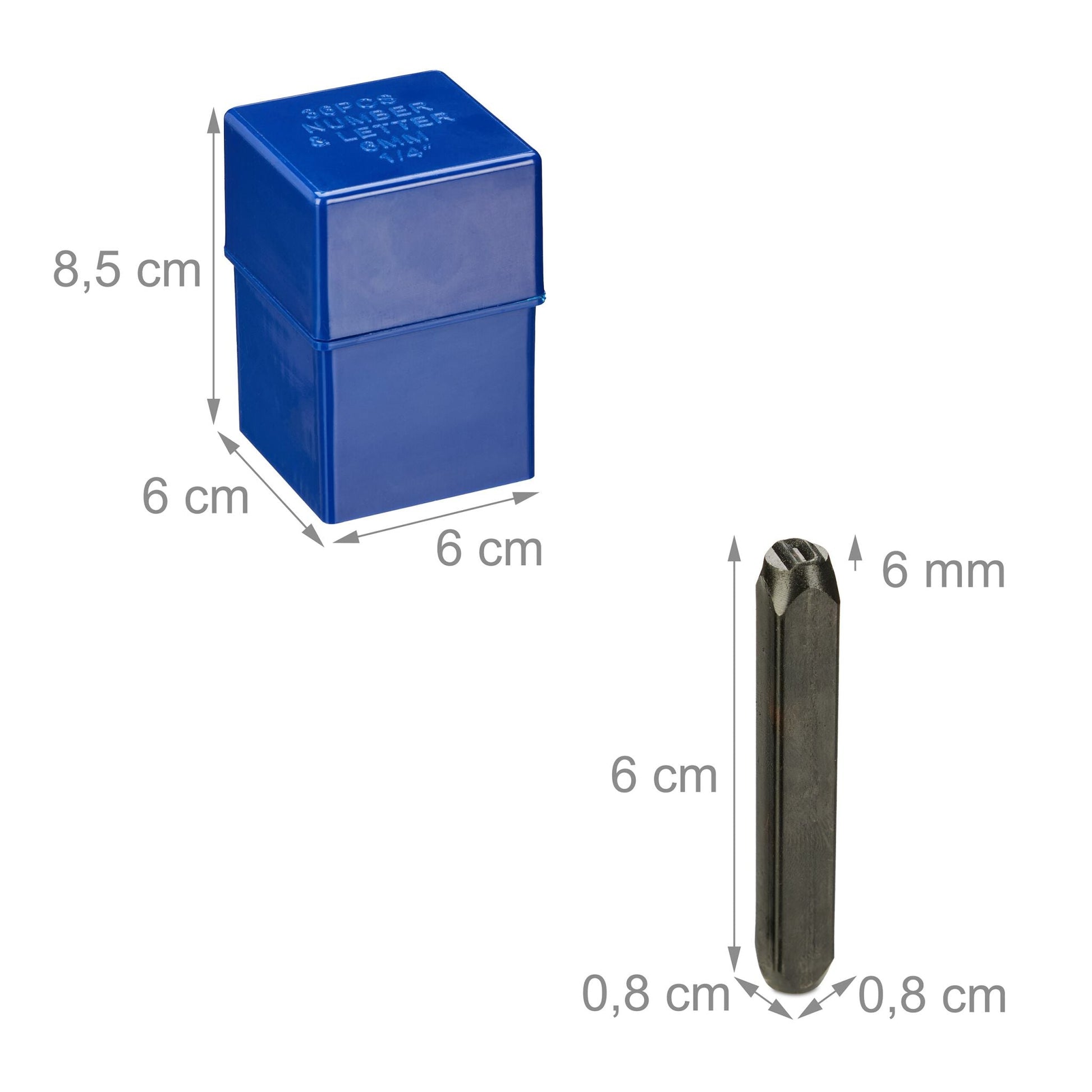 Schlagbuchstaben Set 6mm Dunkelblau-Schwarz von Relaxdays