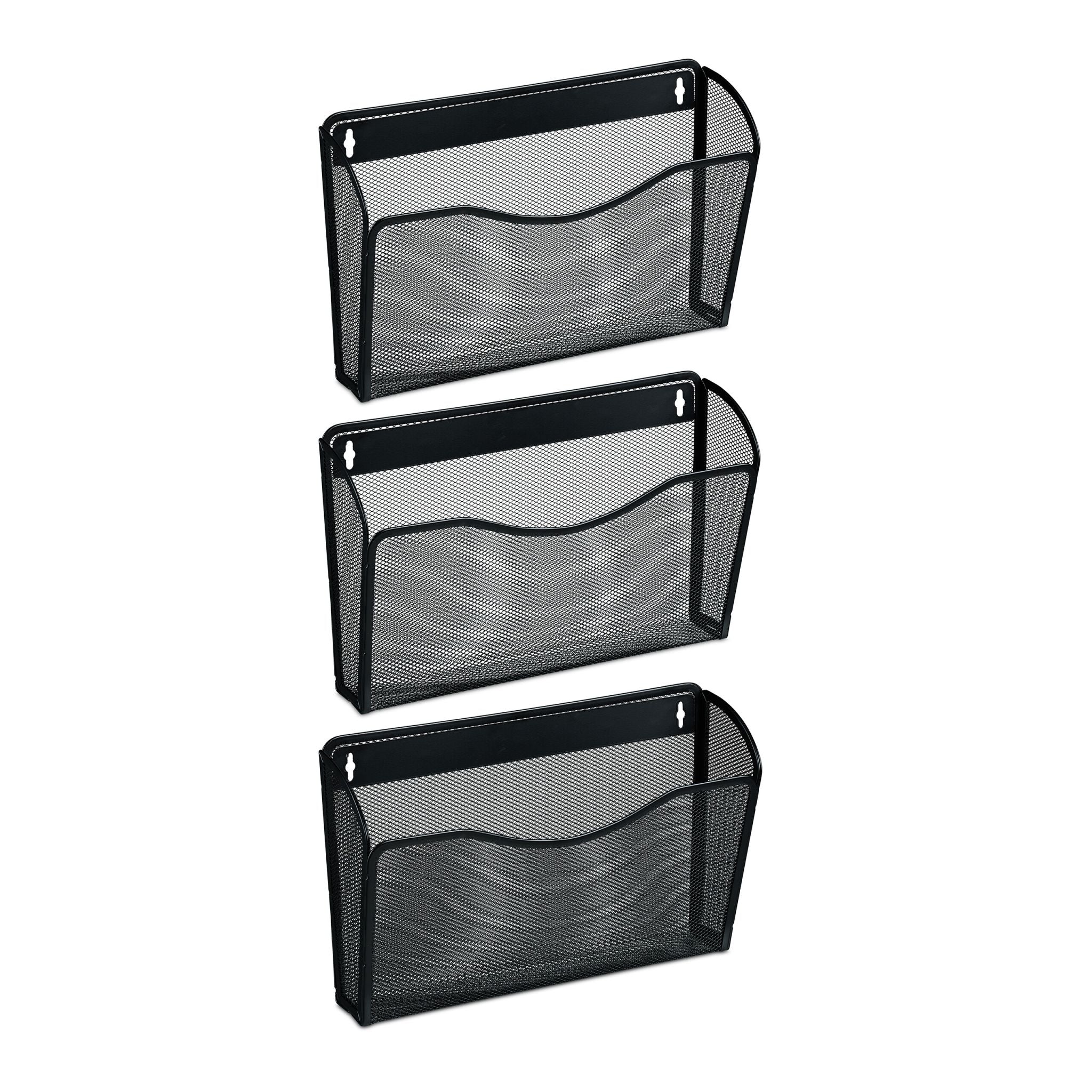 Zeitschriftenhalter Wand 3er-Set Schwarz von Relaxdays