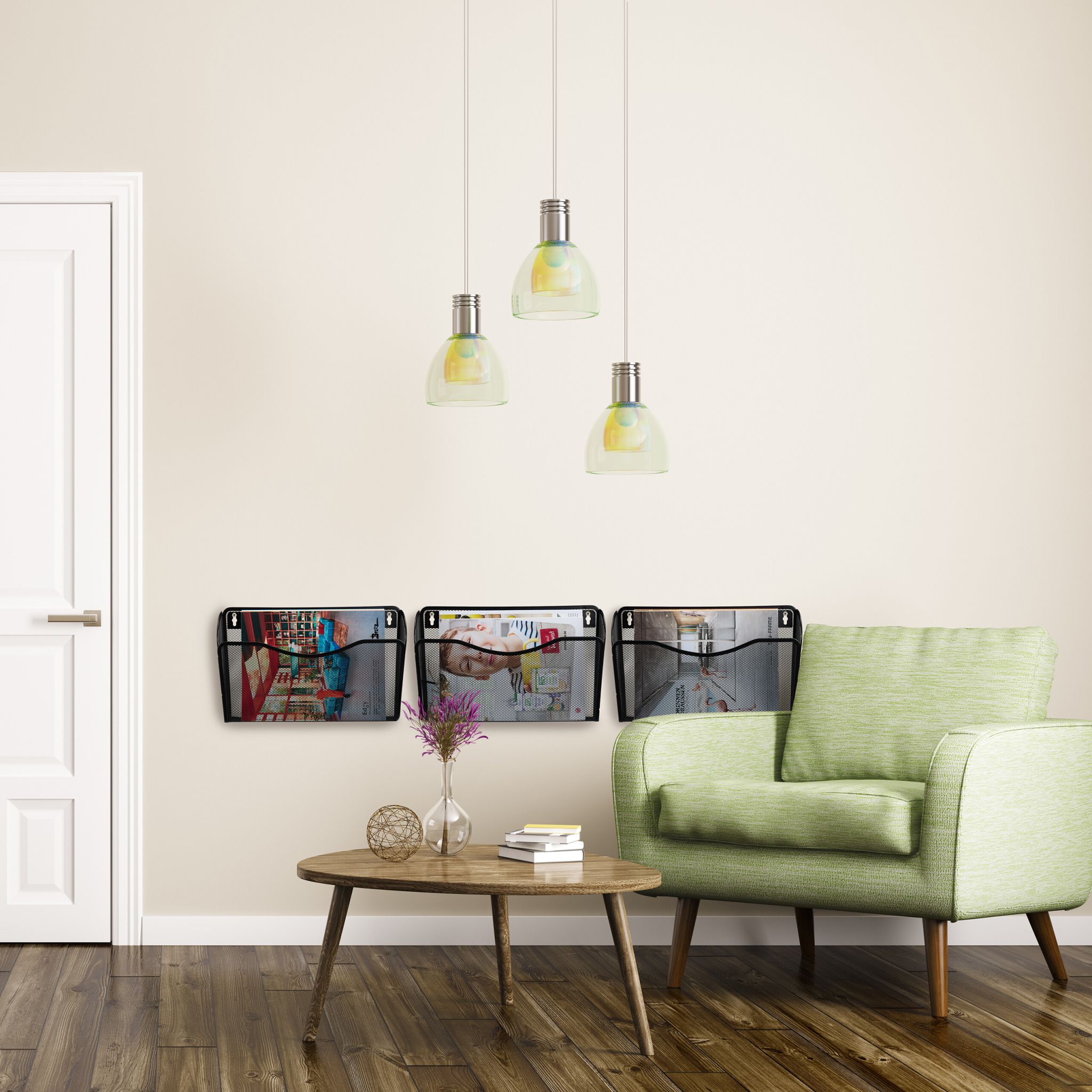 Zeitschriftenhalter Wand 3er-Set Schwarz von Relaxdays